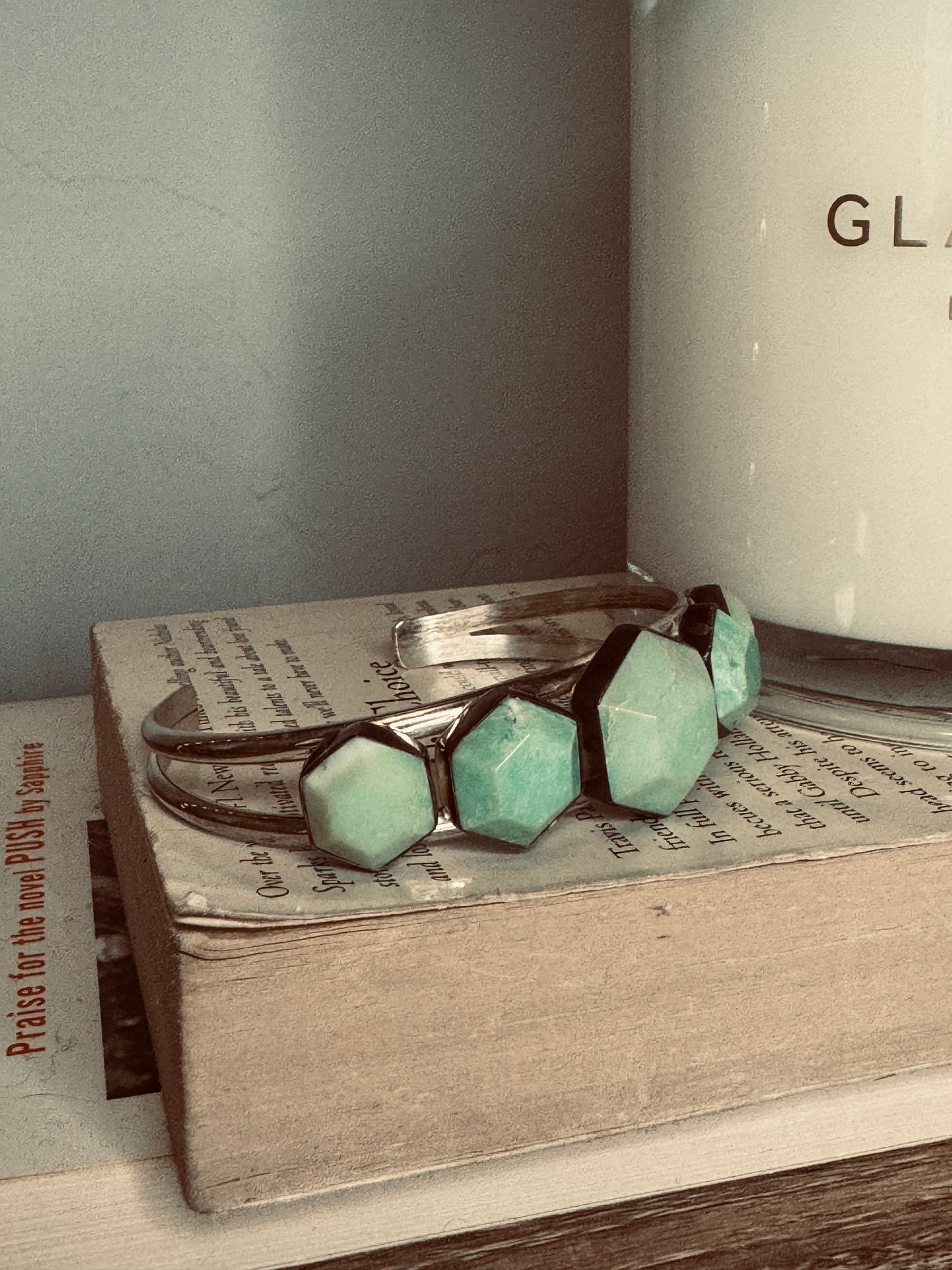 Sterling Silver Green Agate Cuff Bracelet