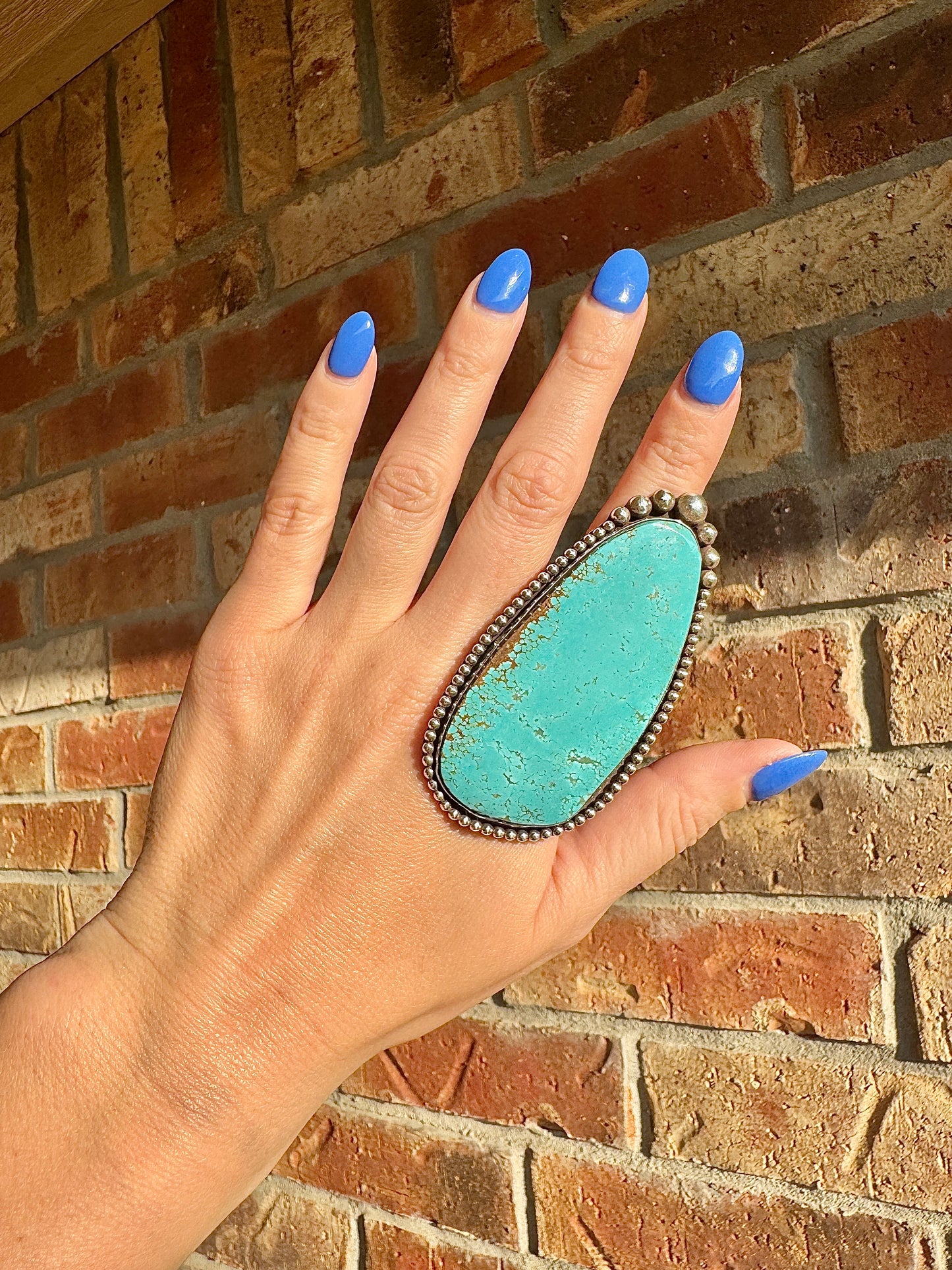 AMAZING Large Sterling Silver Turquoise Slab Ring