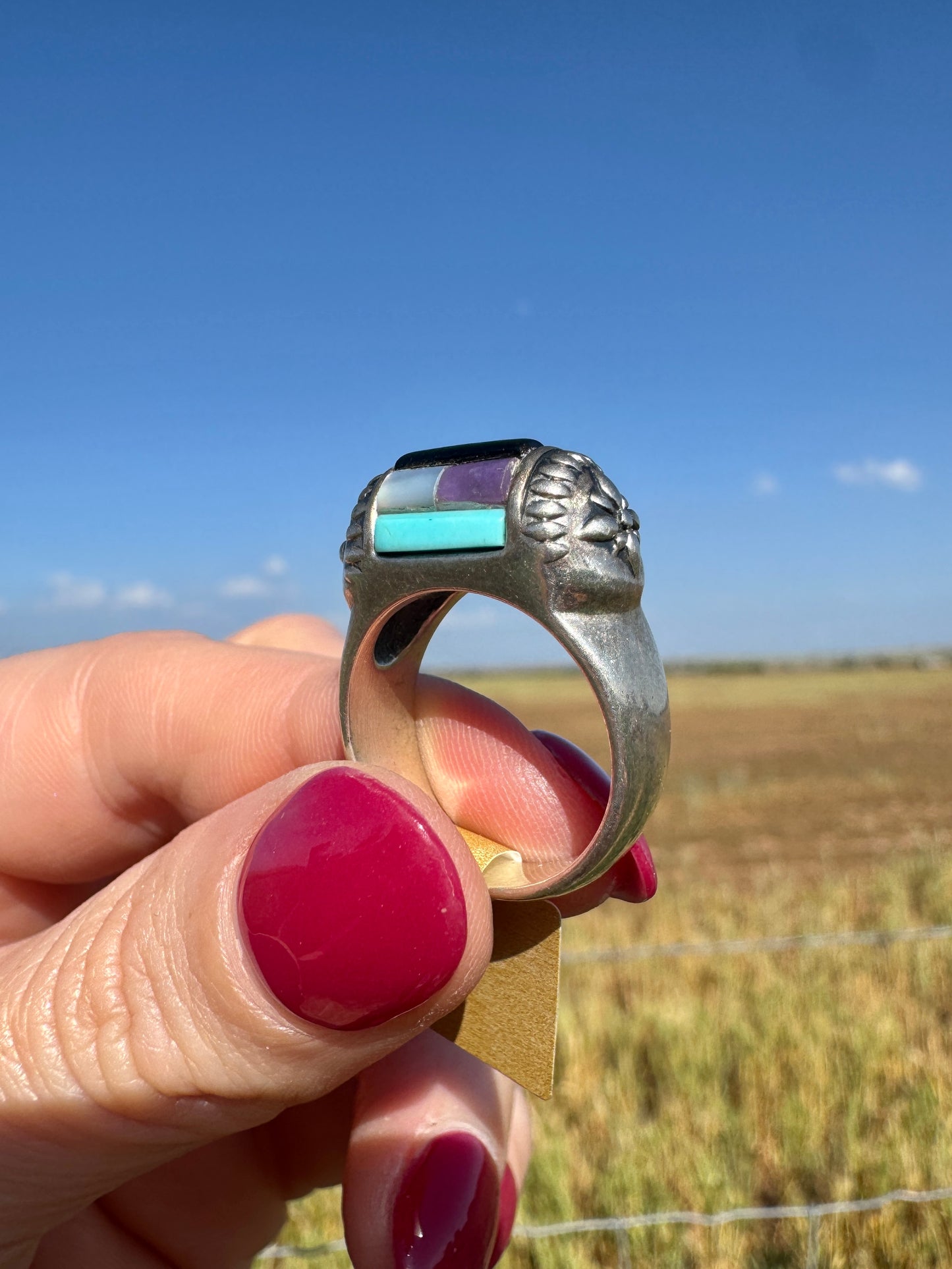 Handmade Sterling Multi-Stone Dome Ring