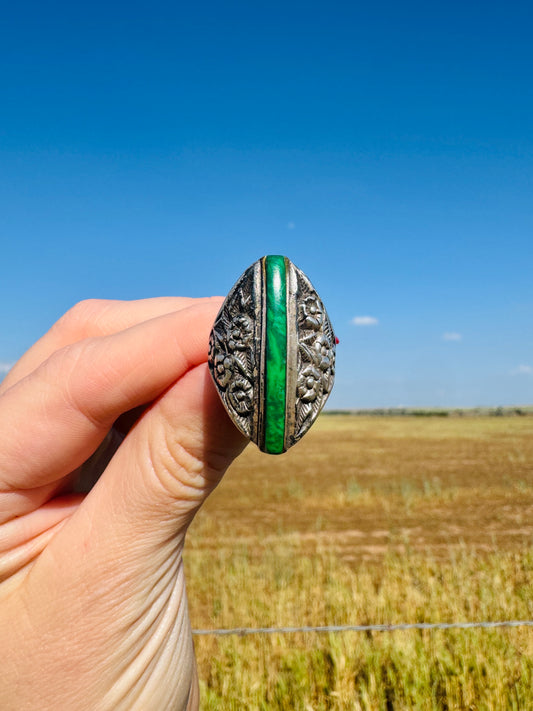 Vintage Sterling Silver Malachite Ring