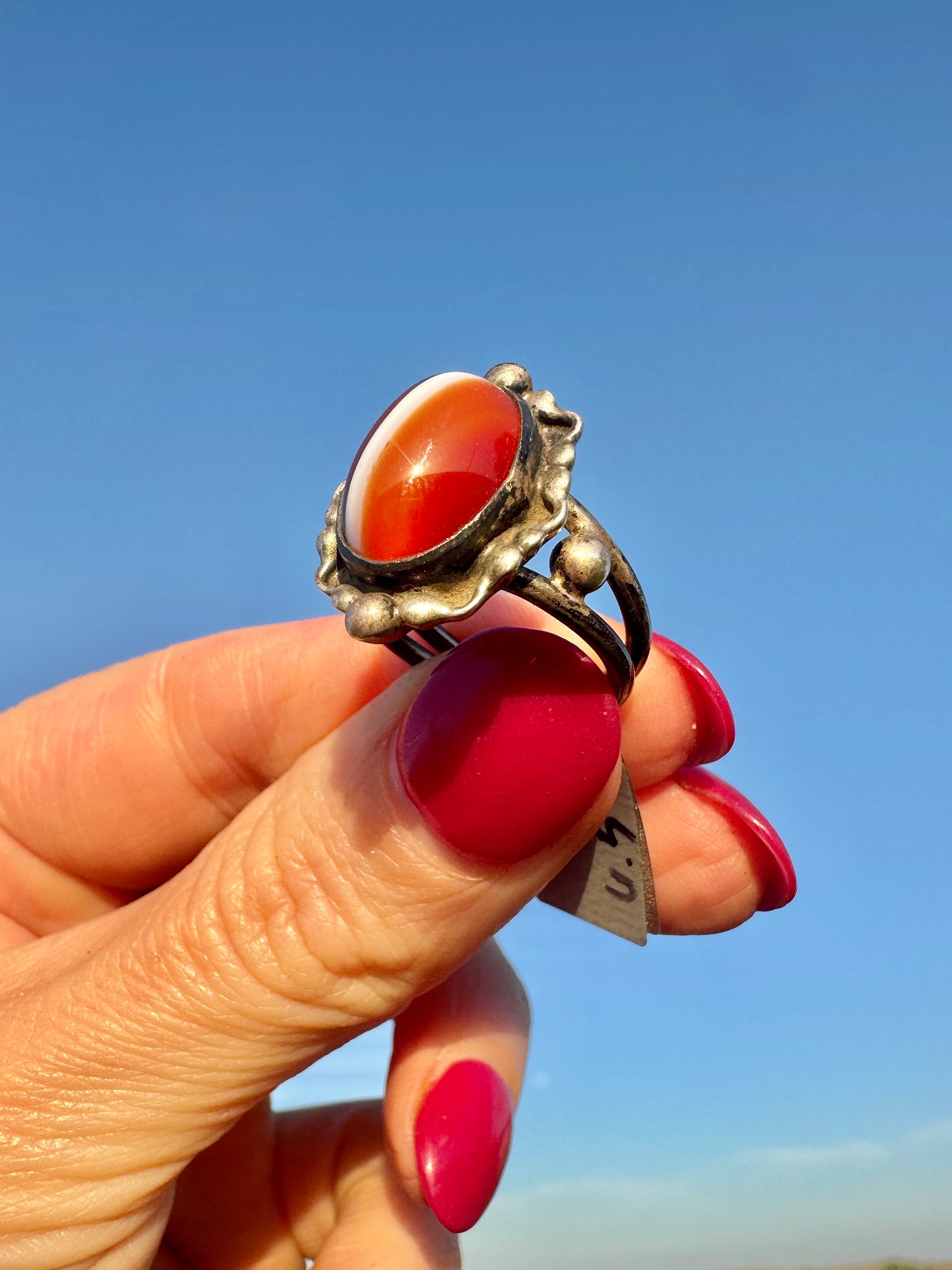 Sterling Silver Red Agate Ring