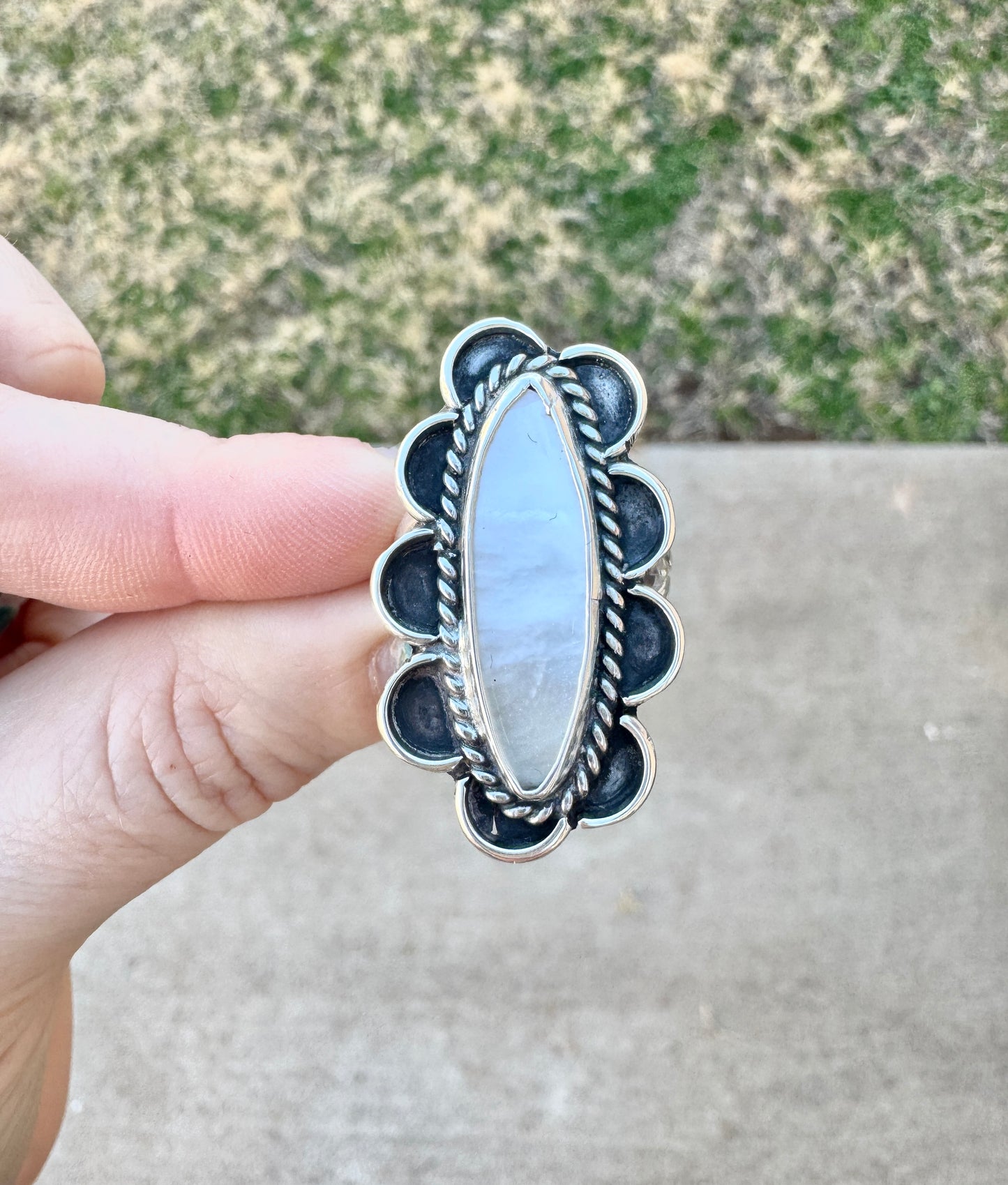 Sterling Silver Pink Mother of Pearl Ring