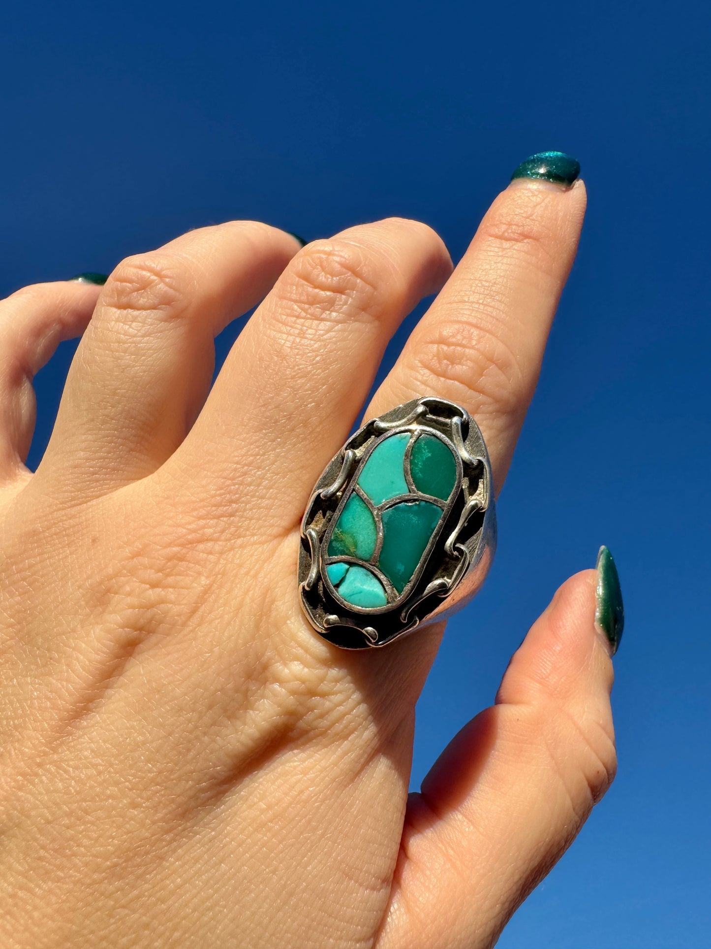 Vintage Native American Sterling Silver Turquoise Ring