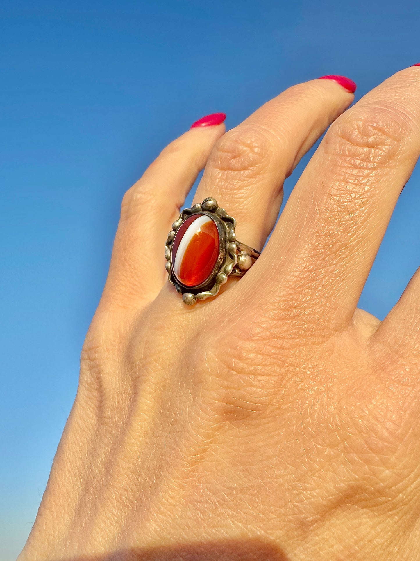 Sterling Silver Red Agate Ring