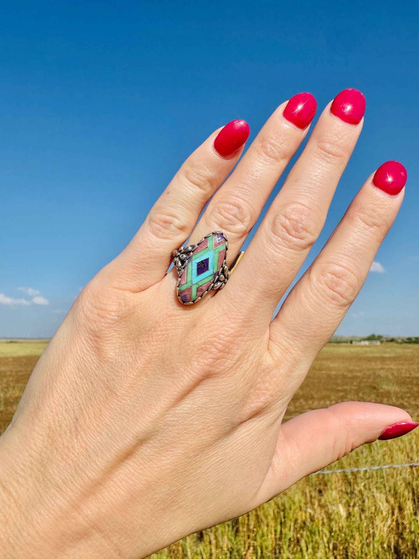 Vintage Sterling Silver Multi-Stone Ring