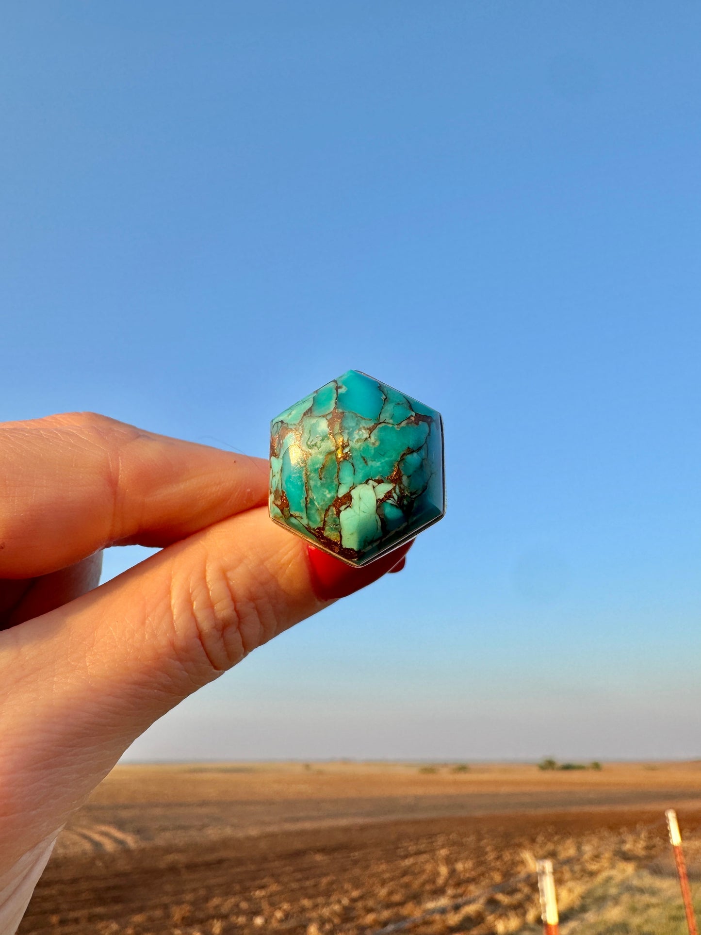 Sterling Hexagon Turquoise Ring