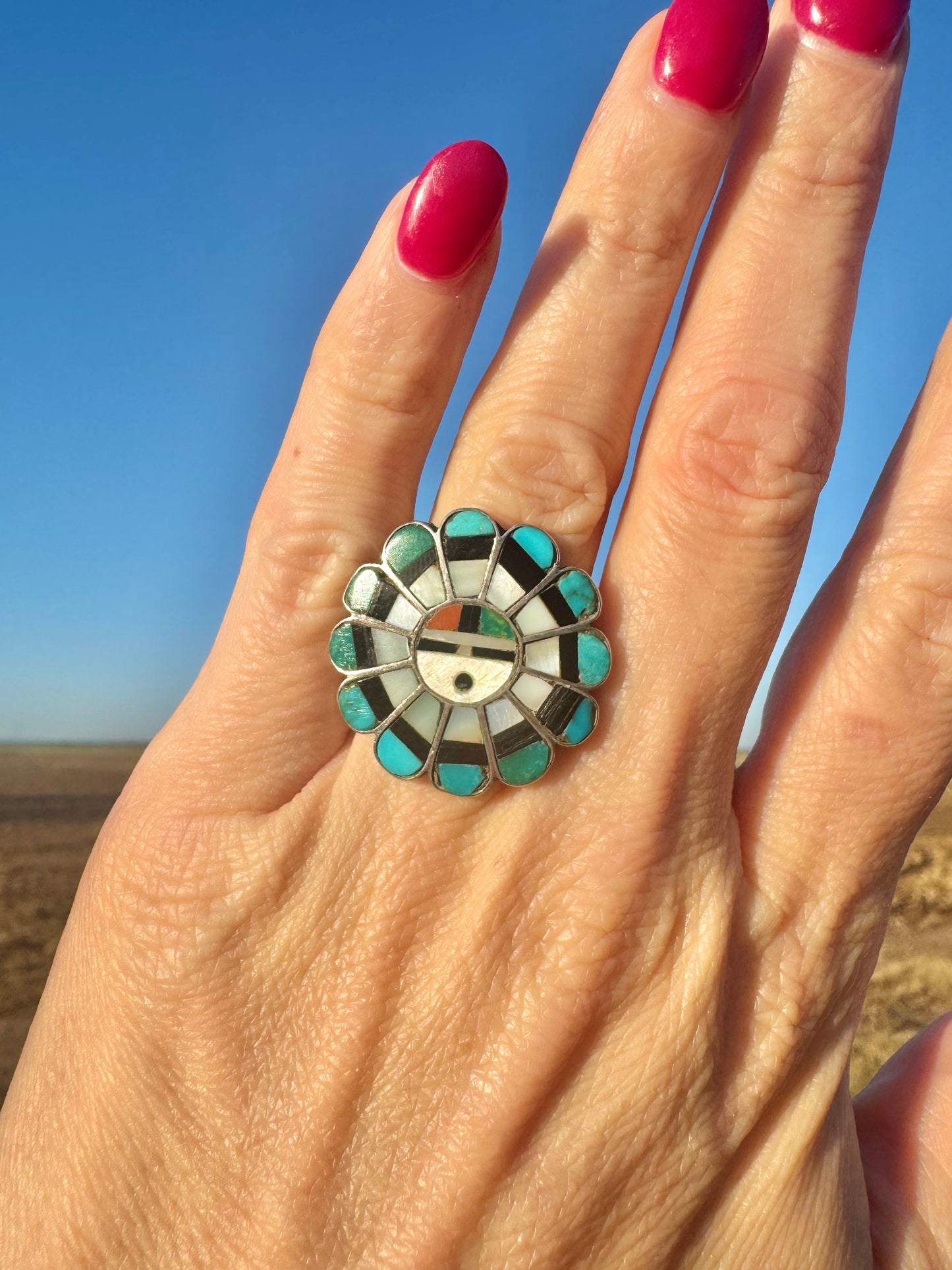 Vintage Sterling Sunface Zuni Ring