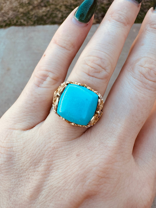Sterling Silver Gold Plated Turquoise Ring