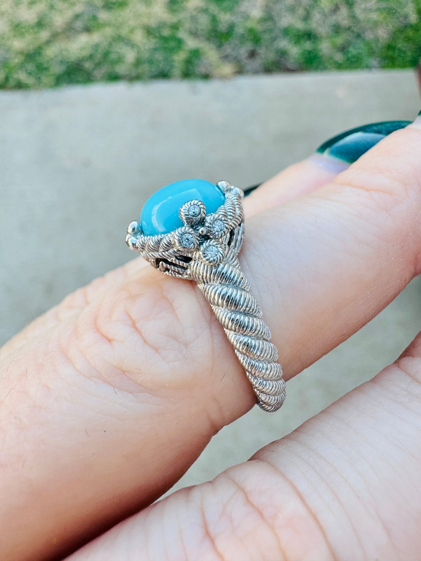 Sterling Silver Judith Ripka Sleeping Beauty Turquoise Ring