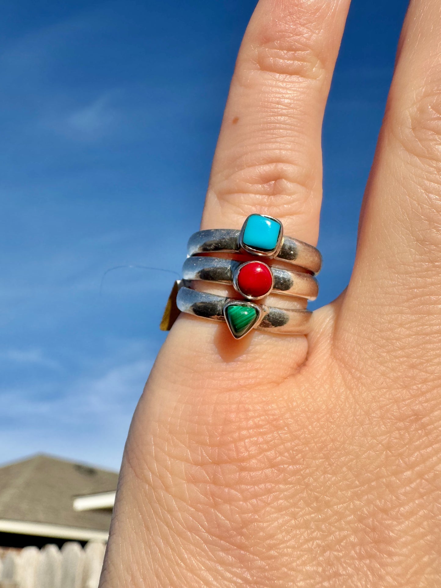 Triple Sterling Silver Multi-Stone Ring