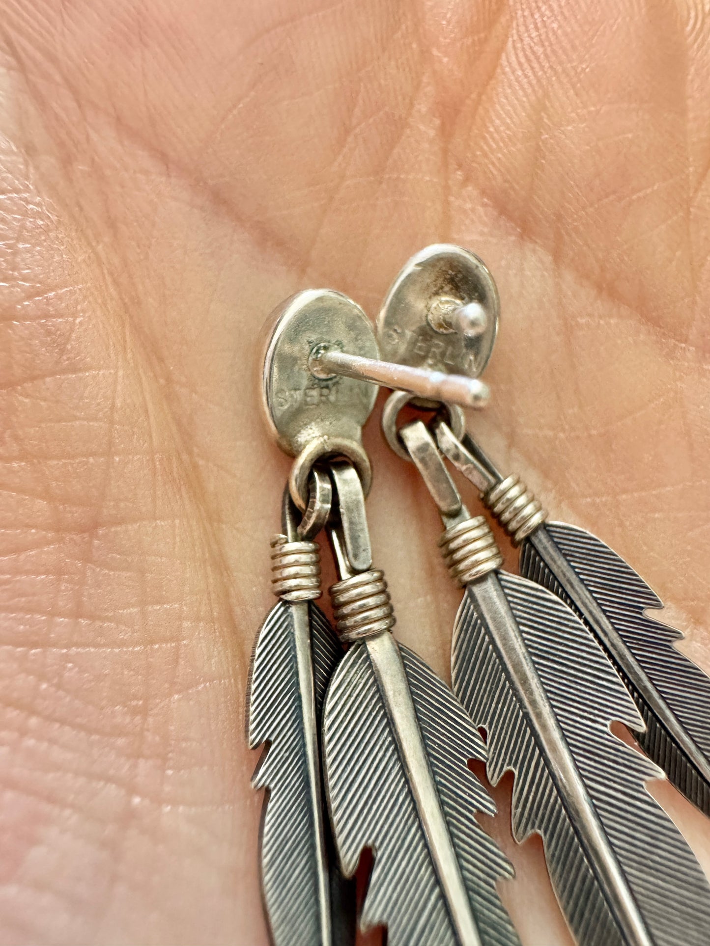 Sterling Feather Earrings