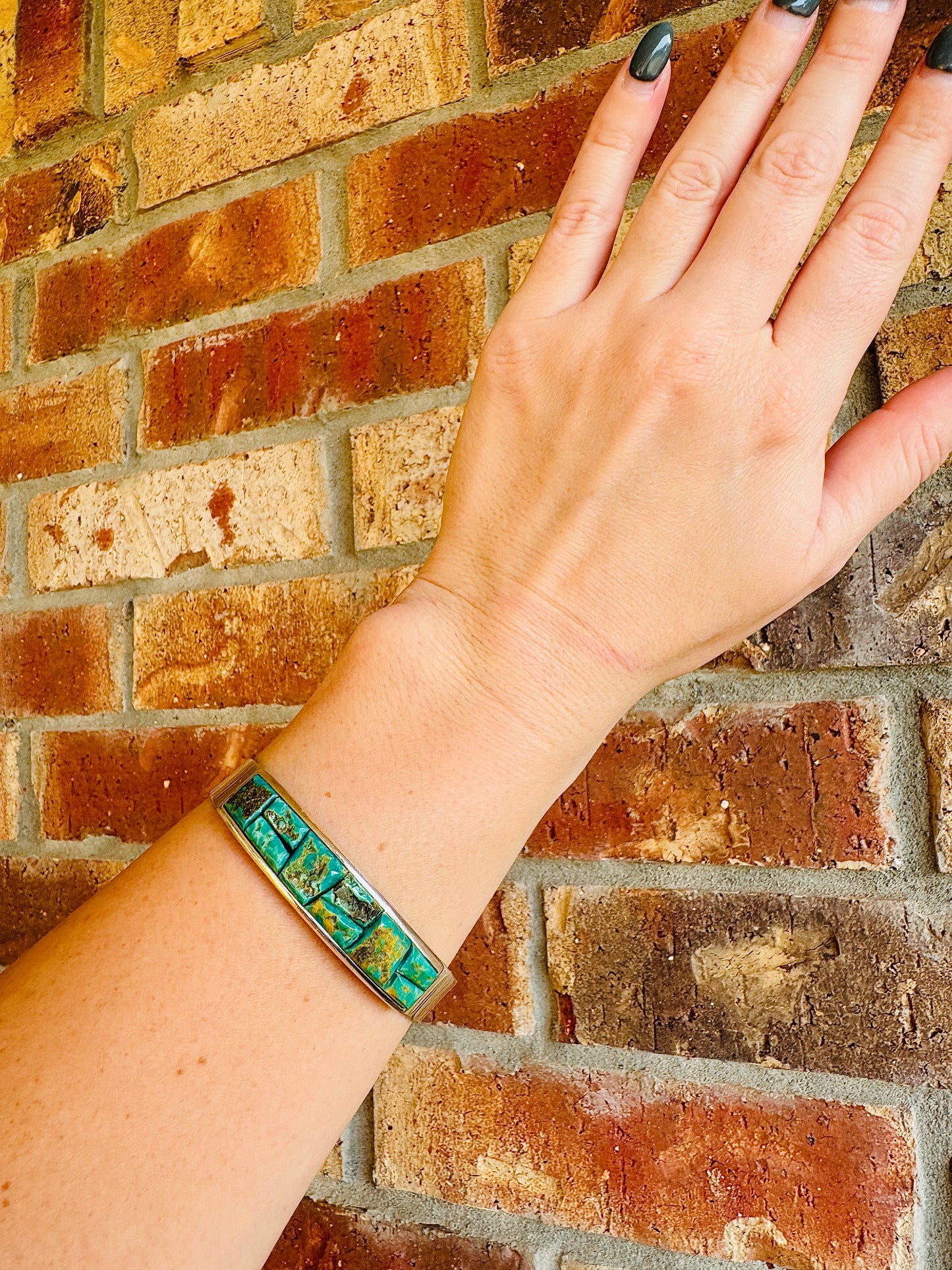 Sterling Silver Raw Green Turquoise Cuff Bracelet