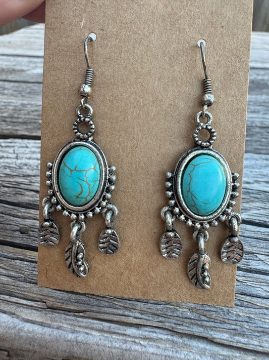 Base Metal Turquoise Earrings