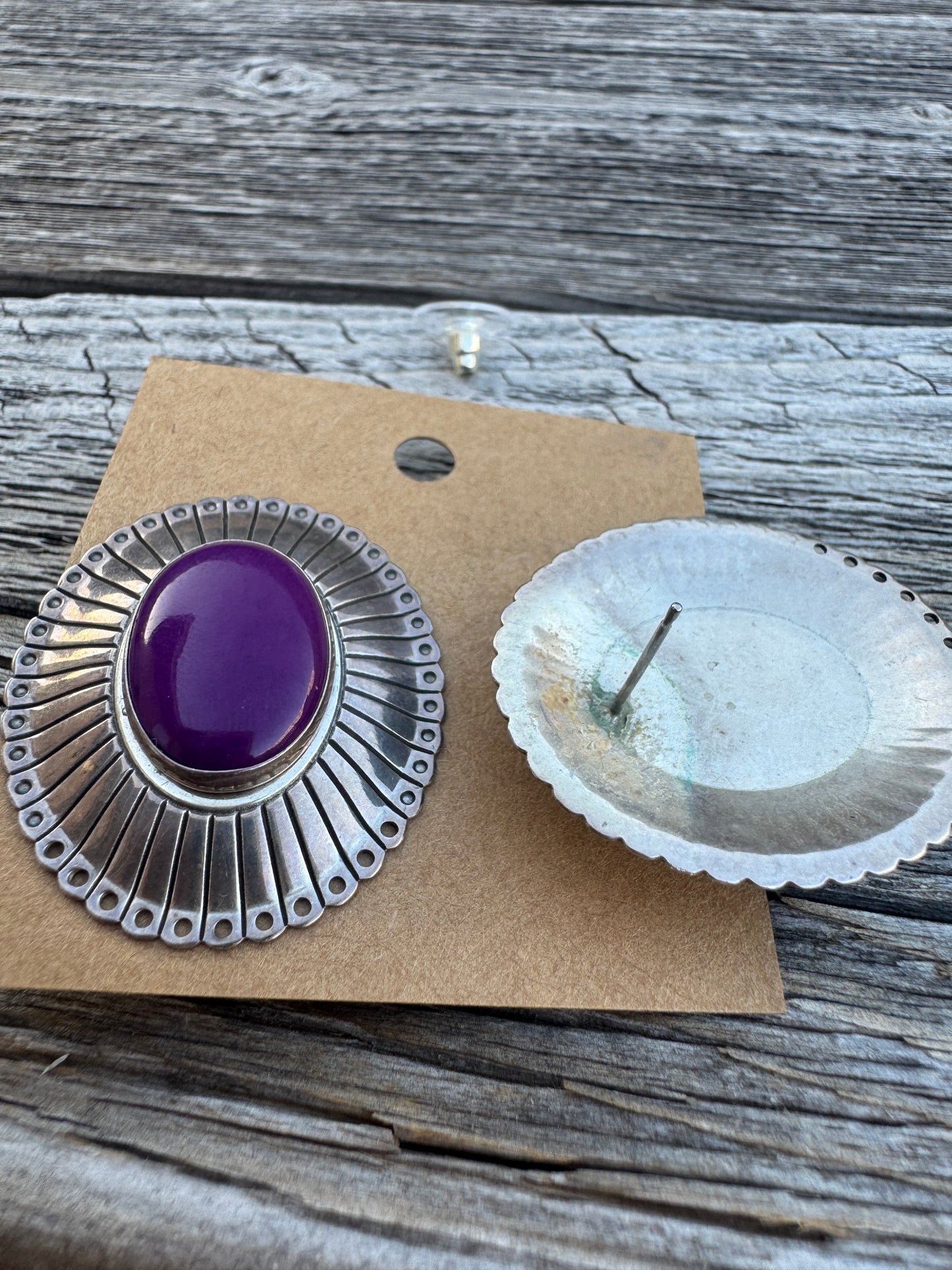 Sterling Silver Purple Turquoise Earrings