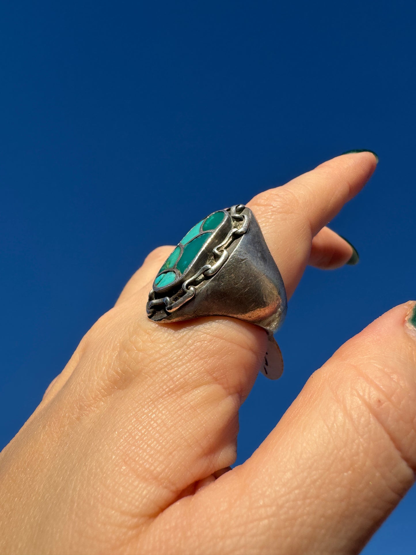 Vintage Native American Sterling Silver Turquoise Ring