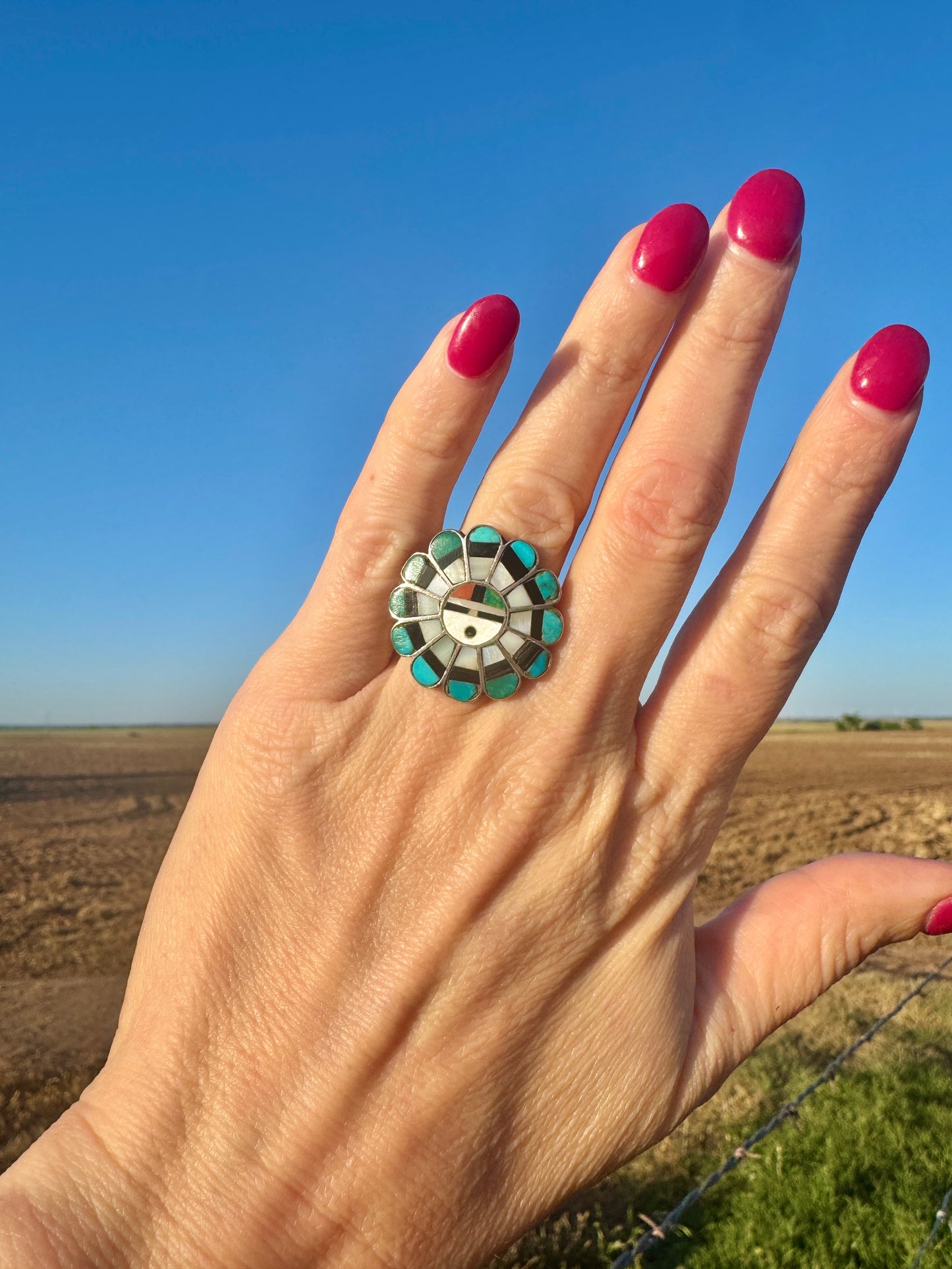 Vintage Sterling Sunface Zuni Ring