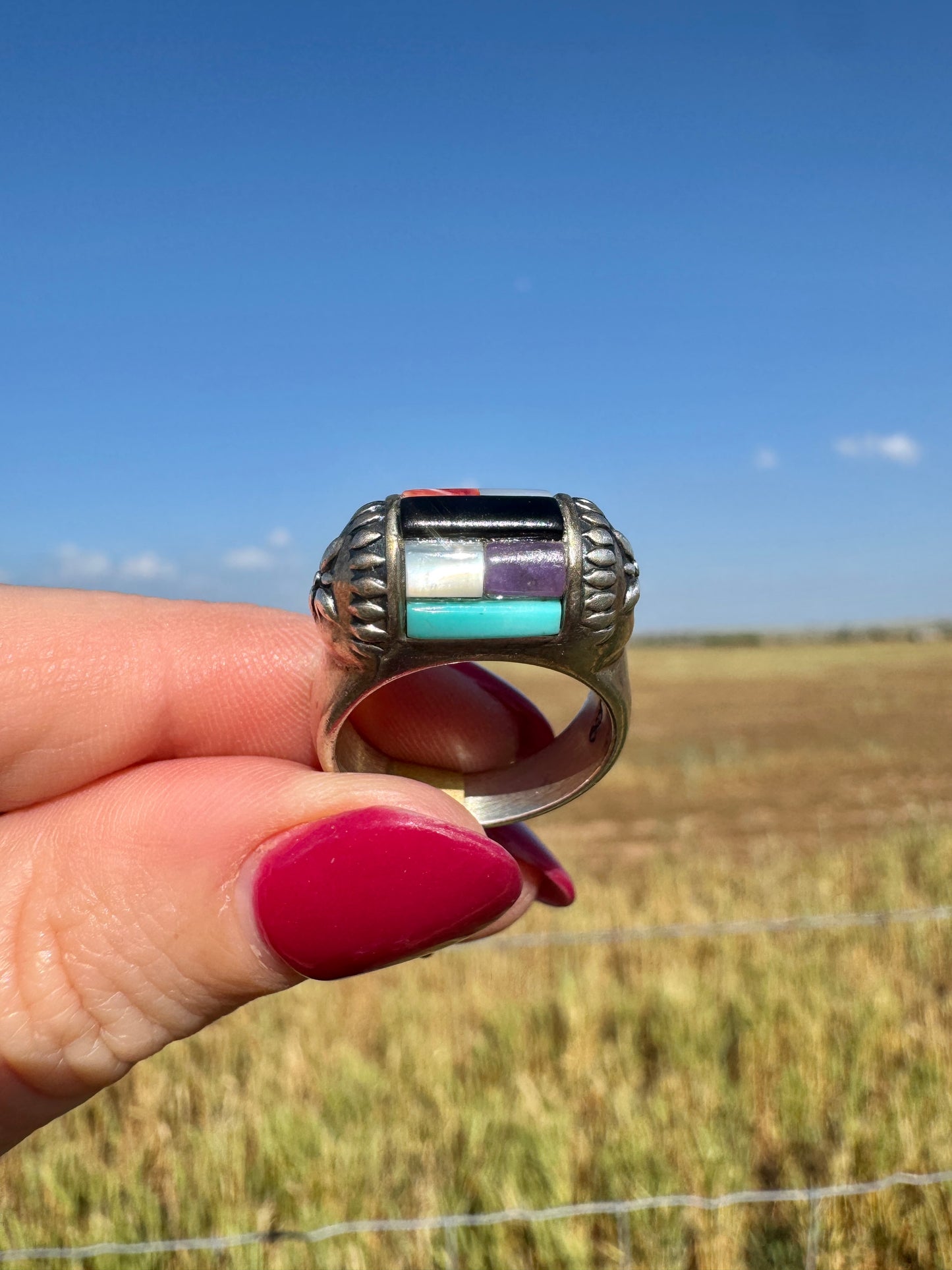 Handmade Sterling Multi-Stone Dome Ring