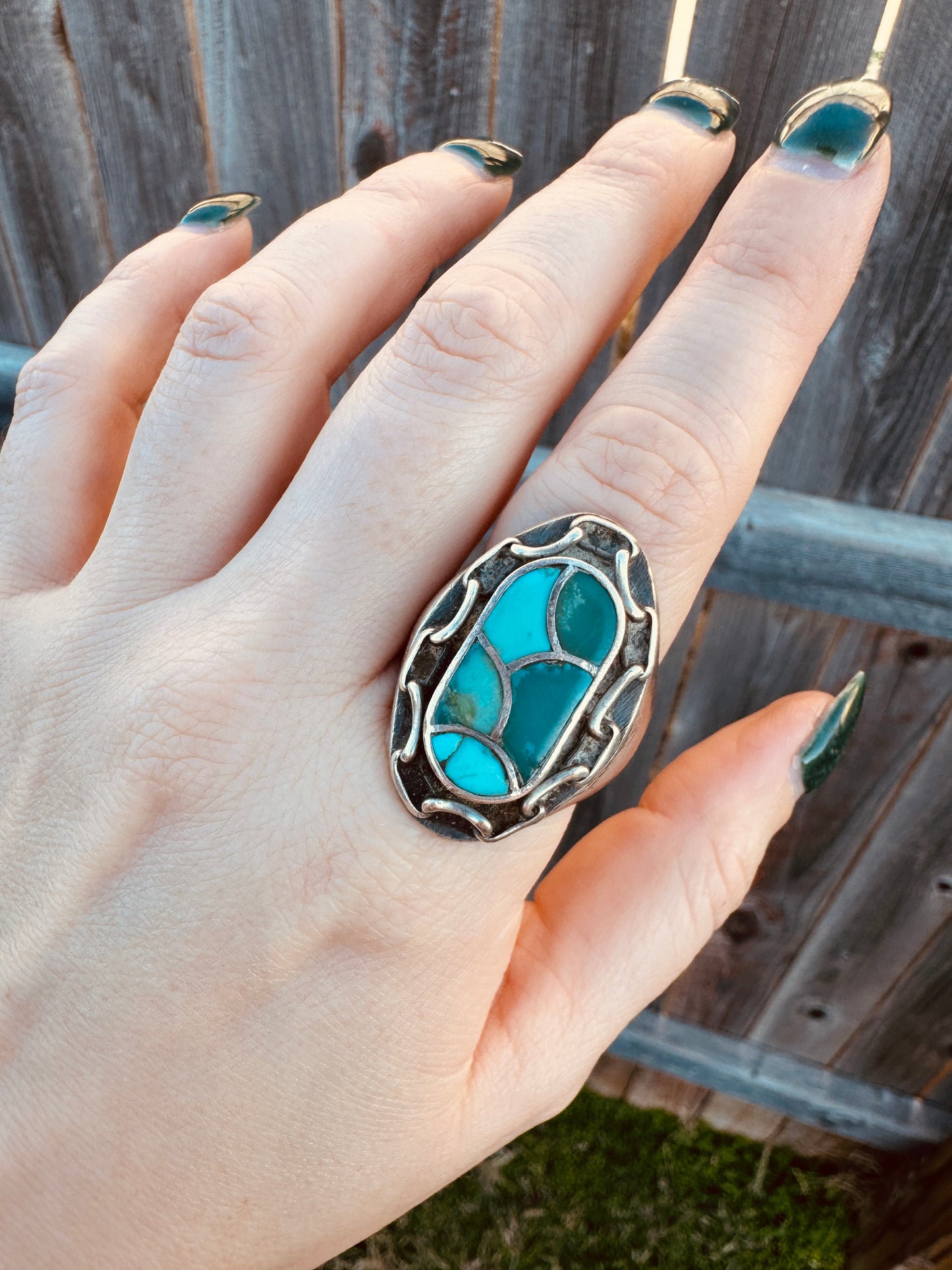 Vintage Native American Sterling Silver Turquoise Ring