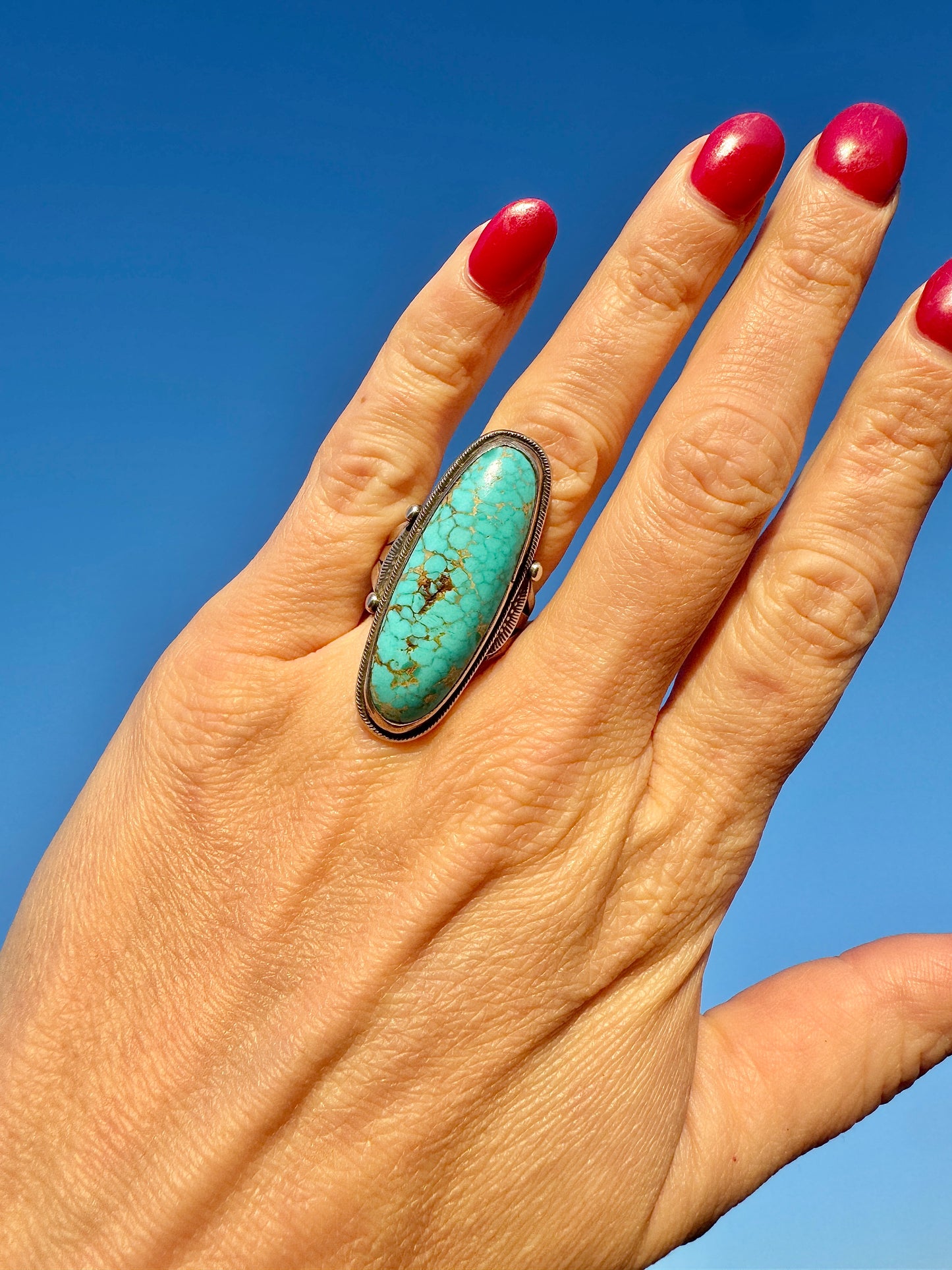 Vintage Sterling Turquoise Signed Ring