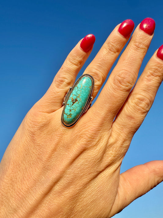 Vintage Sterling Turquoise Signed Ring