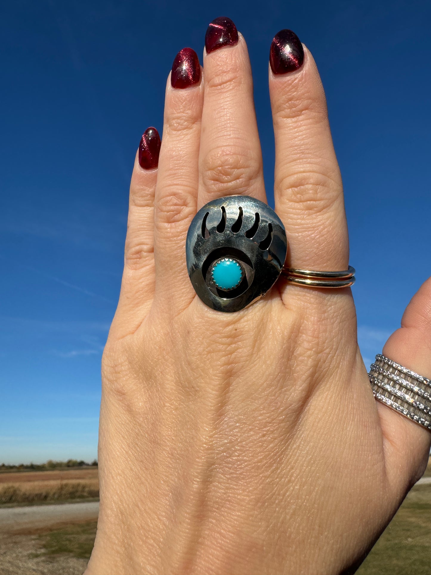 Sterling Silver Bear Claw Turquoise Ring