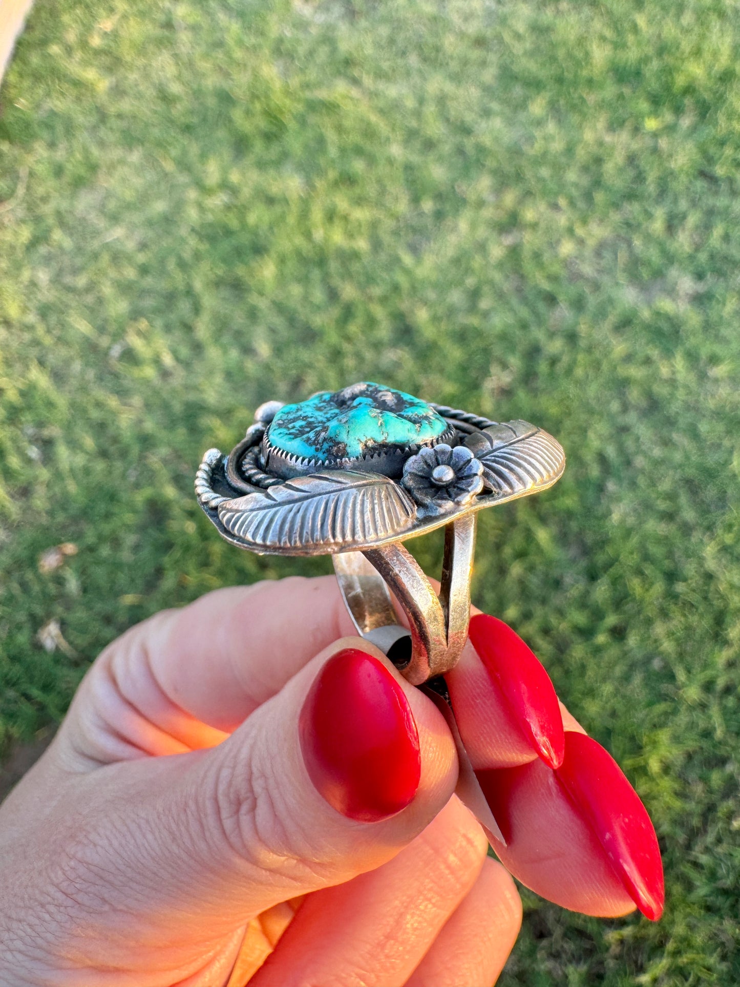 Vintage Handmade Sterling Turquoise Ring