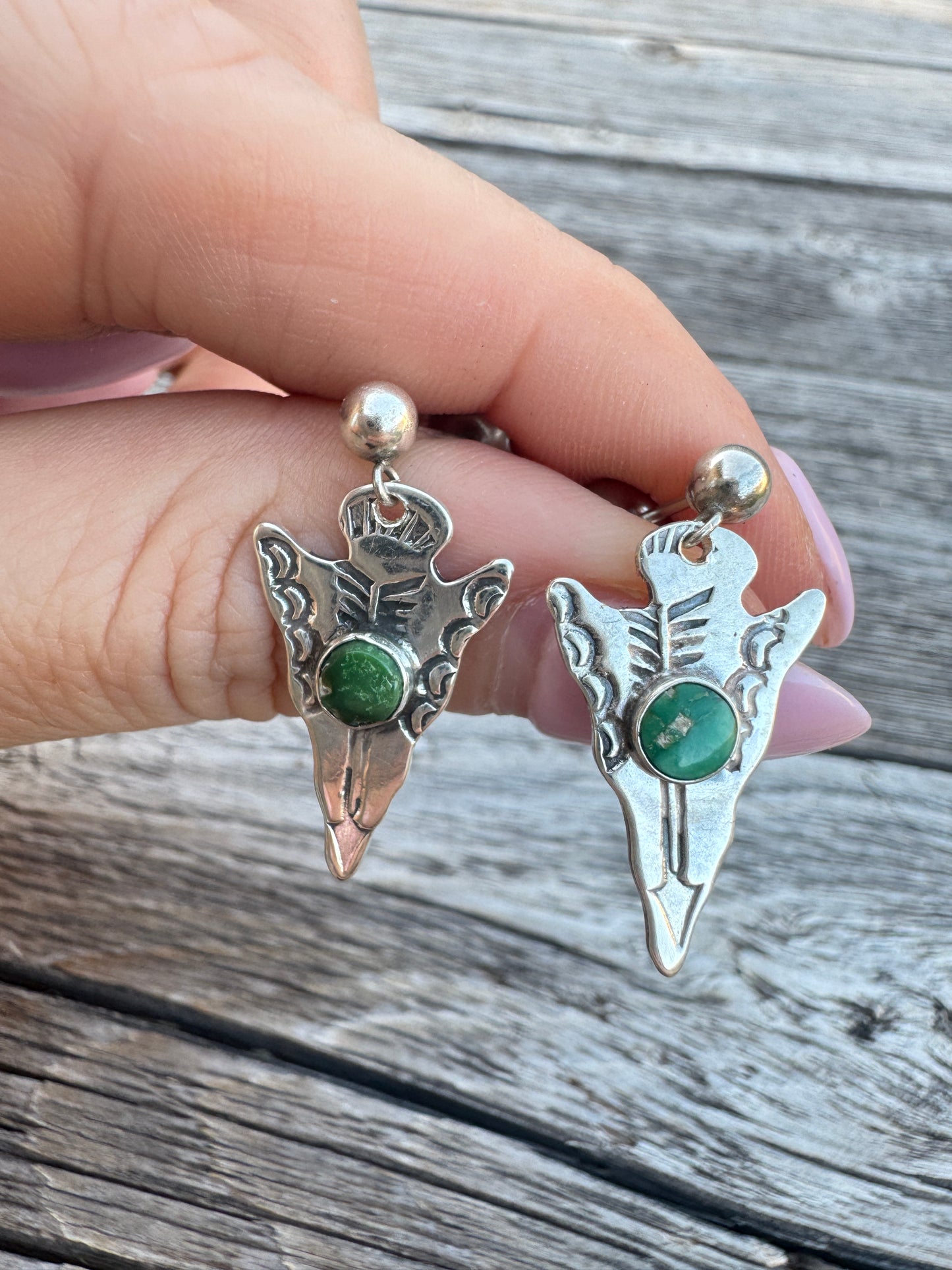 Arrowhead Sterling and Turquoise Earrings