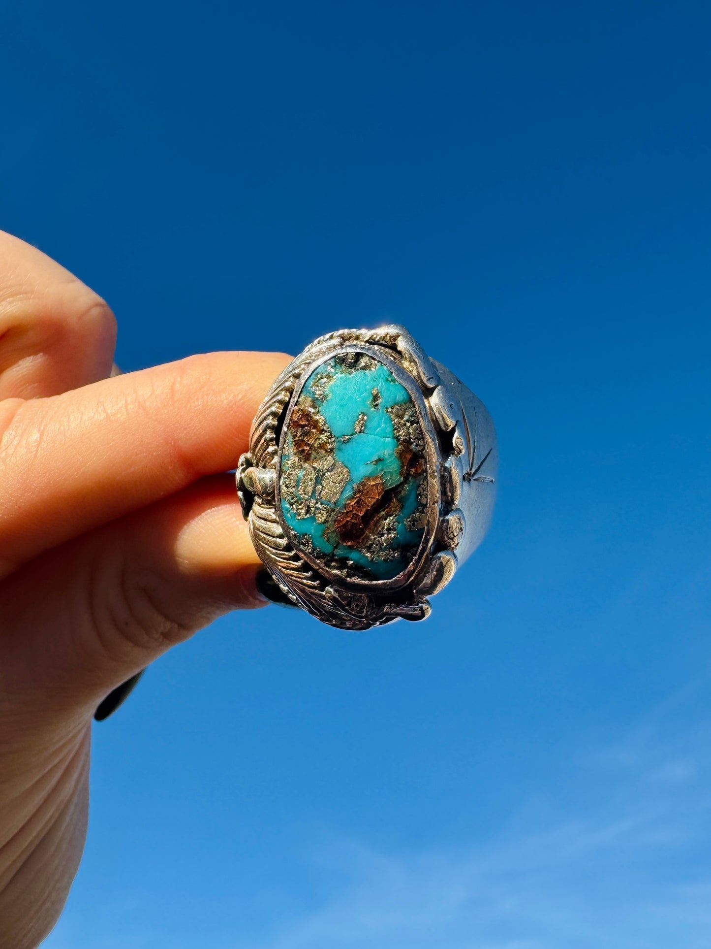 Vintage Sterling Silver Sonoran Gold Turquoise Ring