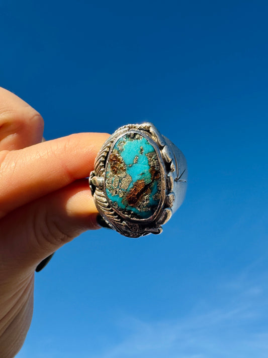 Vintage Sterling Silver Sonoran Gold Turquoise Ring