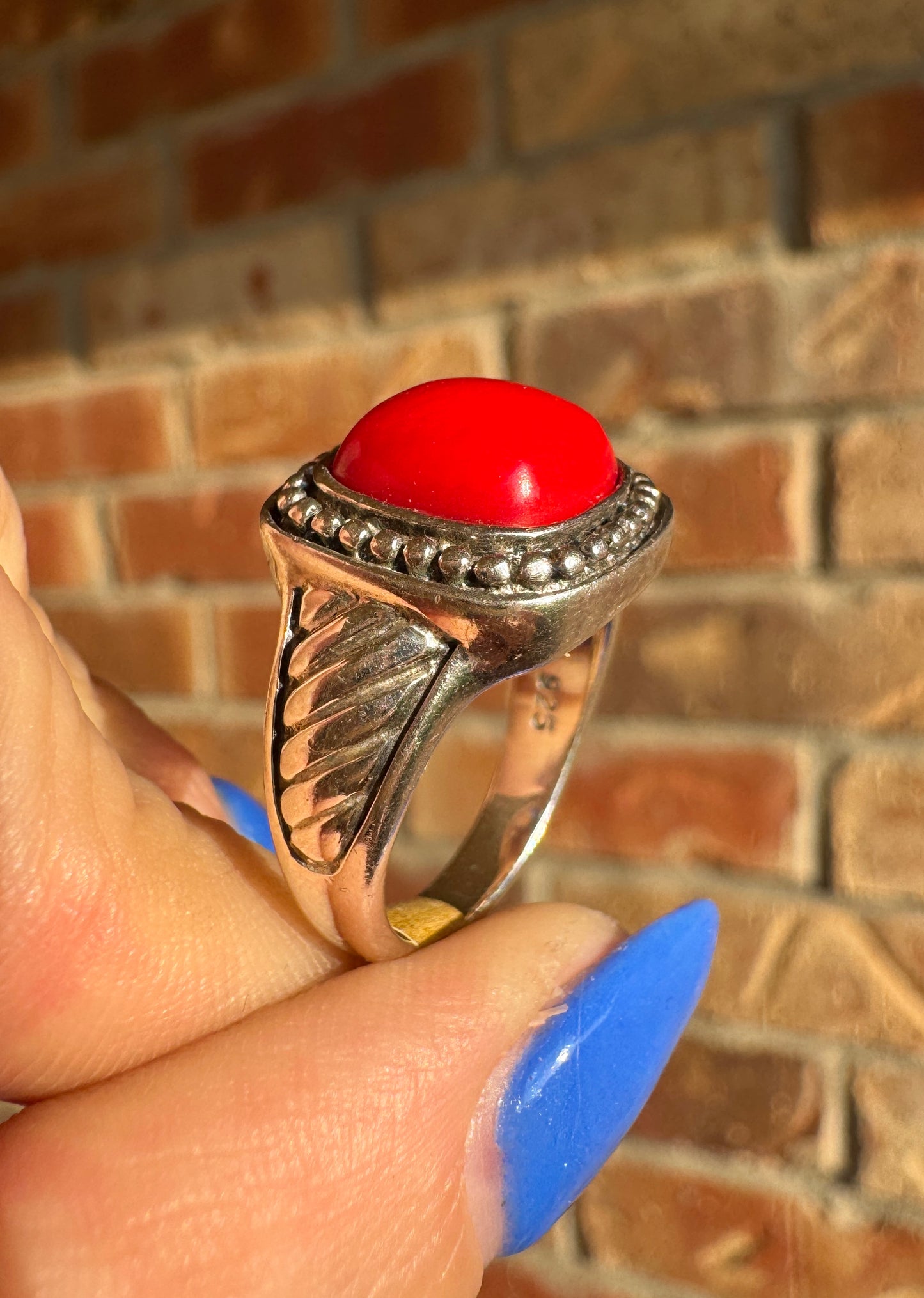 Sterling Silver Coral Ring