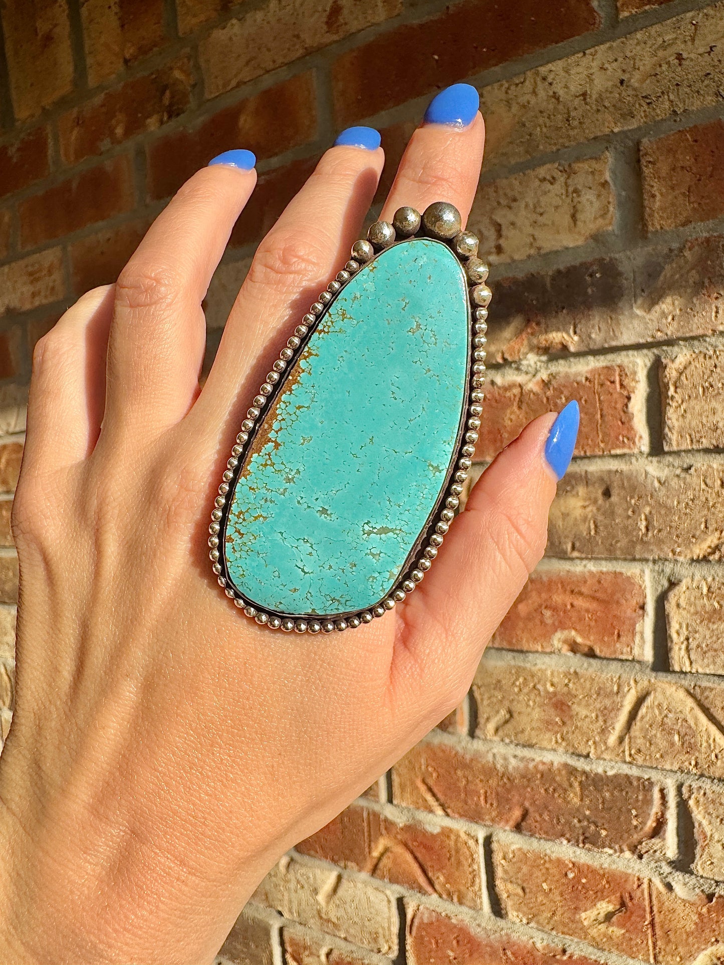 AMAZING Large Sterling Silver Turquoise Slab Ring