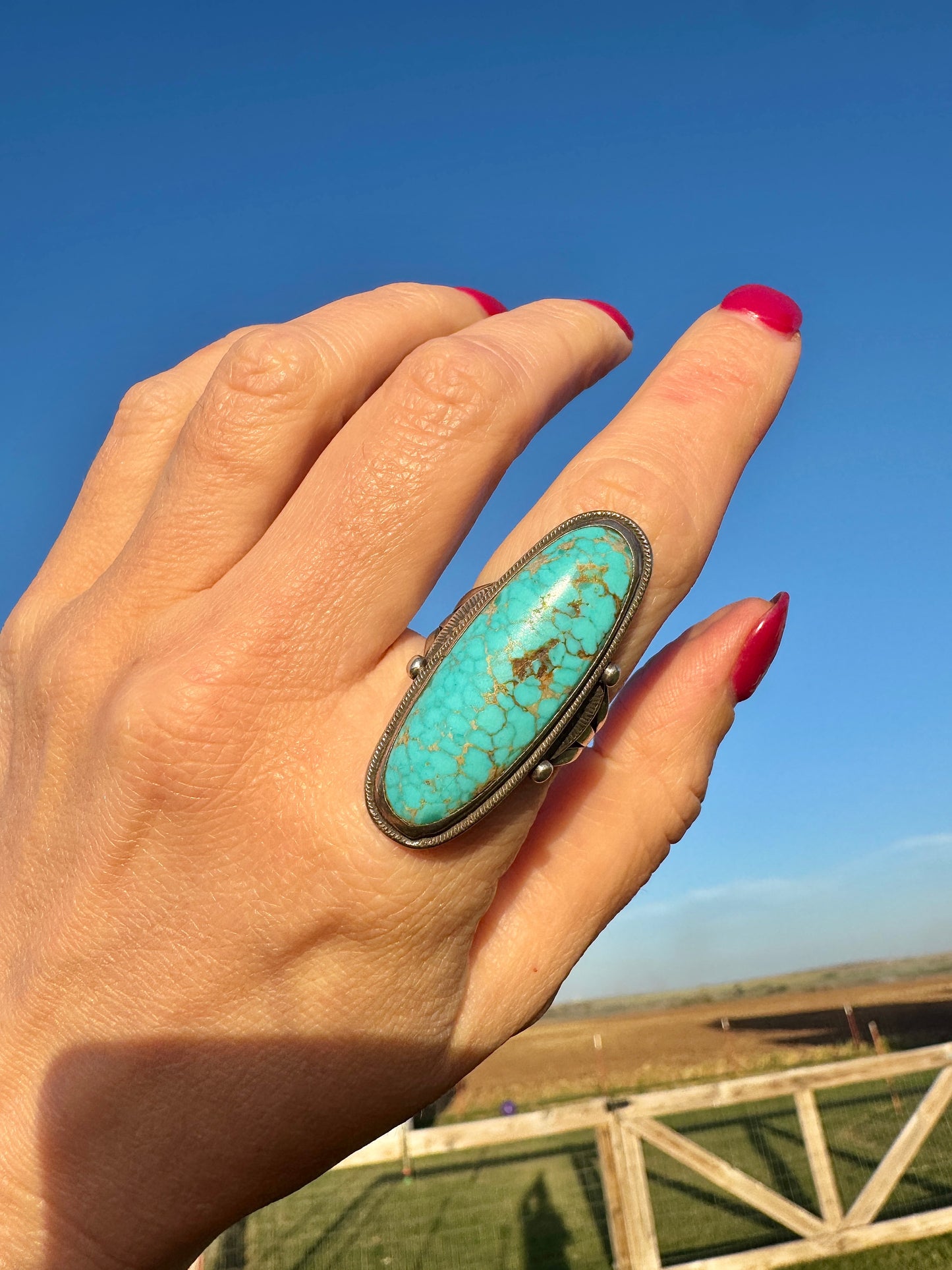 Vintage Sterling Turquoise Signed Ring
