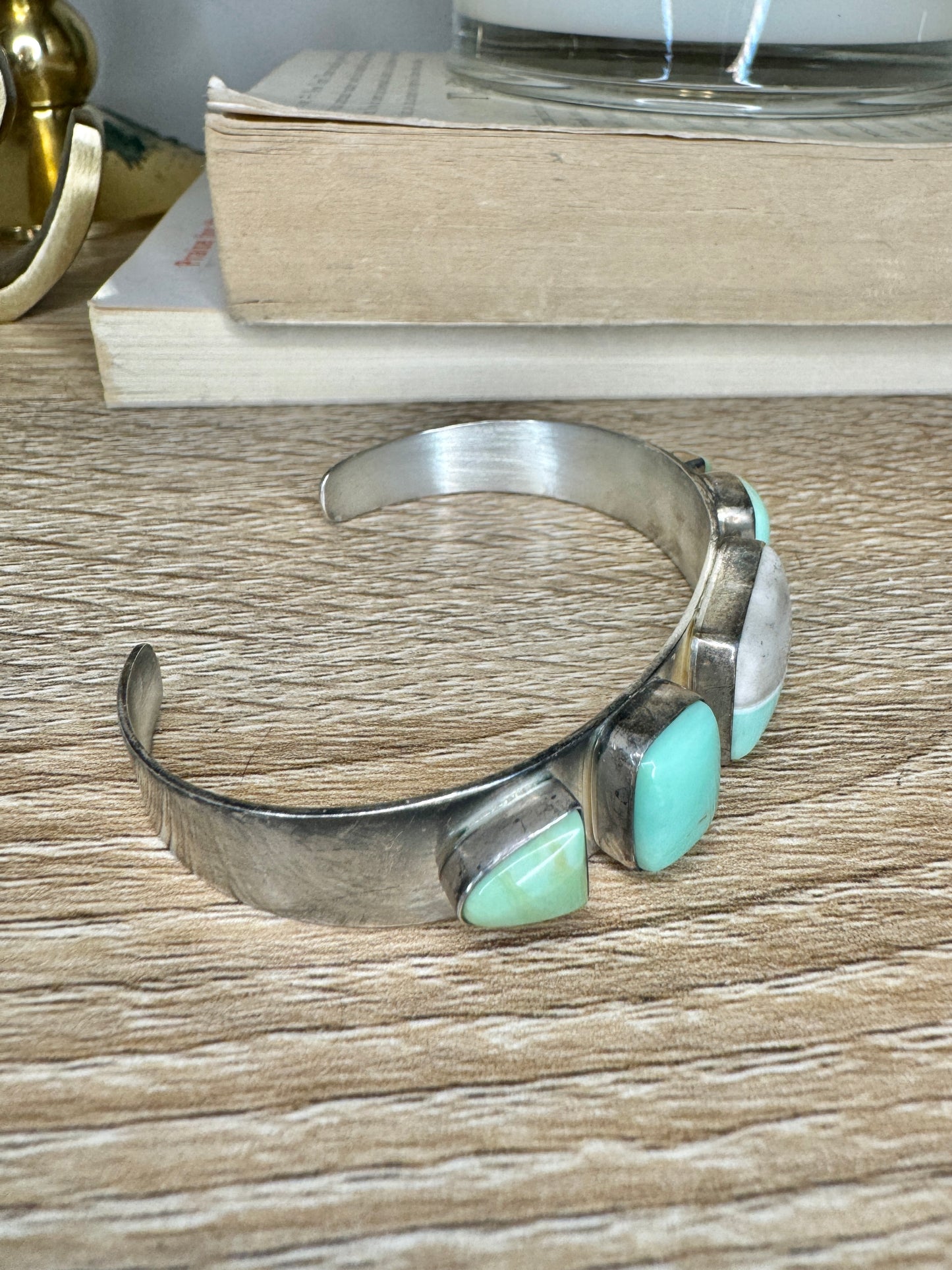 Sterling Silver Green Turquoise Cuff Bracelet
