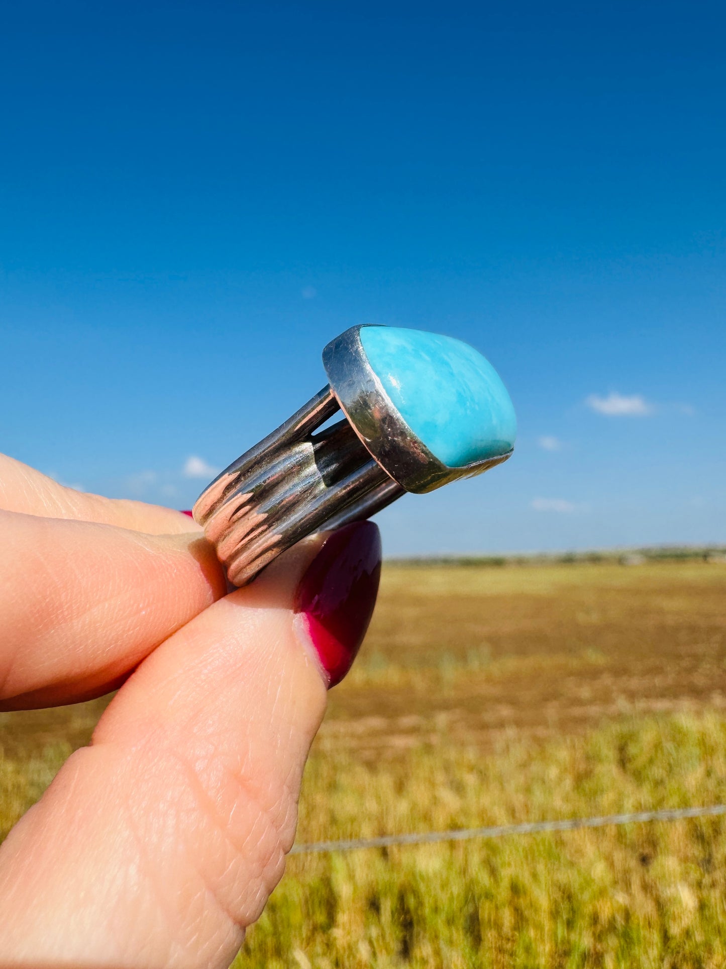 Sterling Silver Turquoise Bar Ring