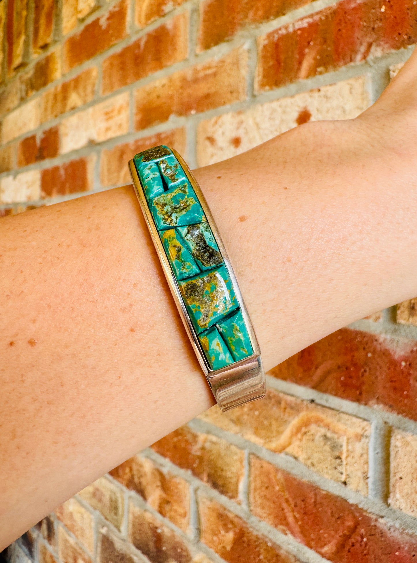 Sterling Silver Raw Green Turquoise Cuff Bracelet