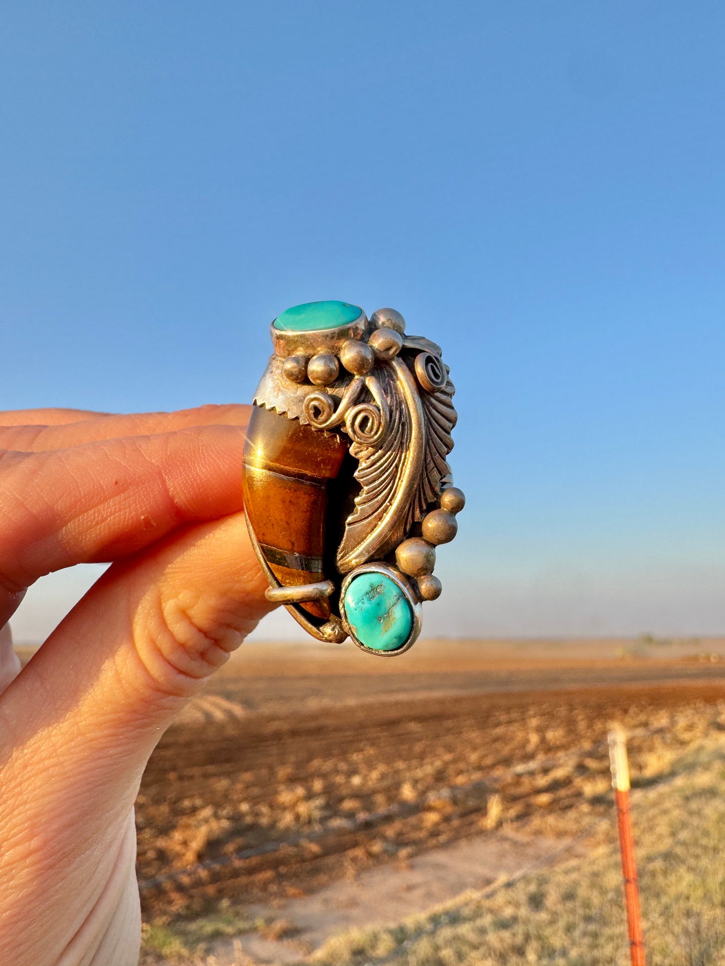Native American Sterling Turquoise Claw Ring