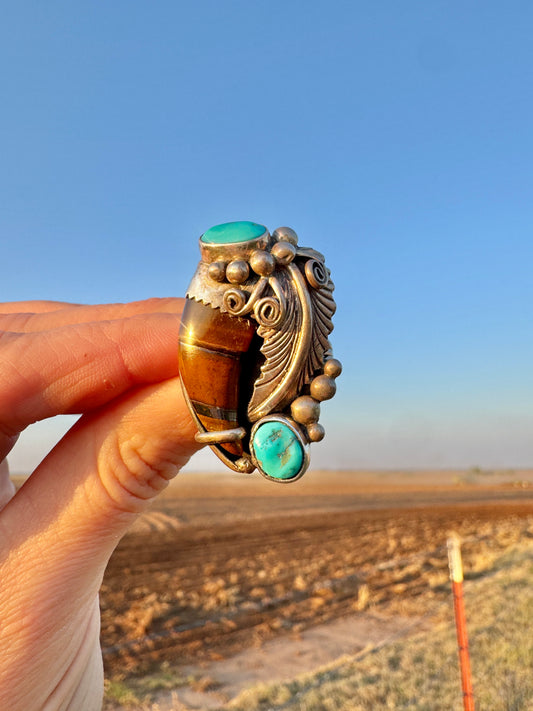 Native American Sterling Turquoise Claw Ring