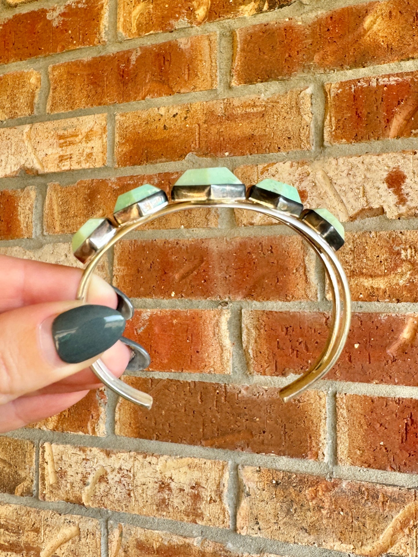 Sterling Silver Green Agate Cuff Bracelet