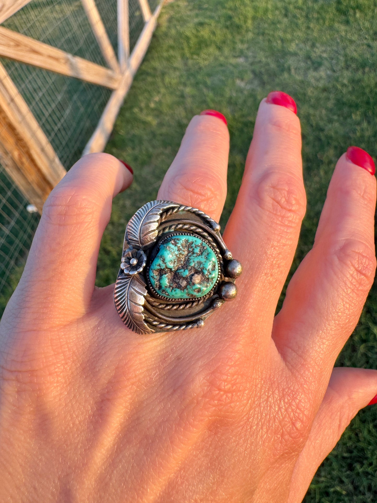 Vintage Handmade Sterling Turquoise Ring