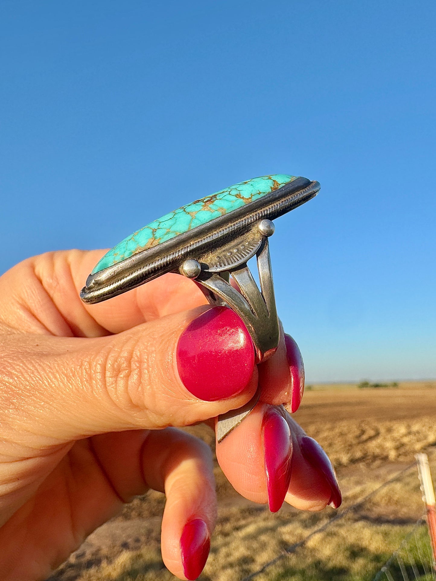 Vintage Sterling Turquoise Signed Ring