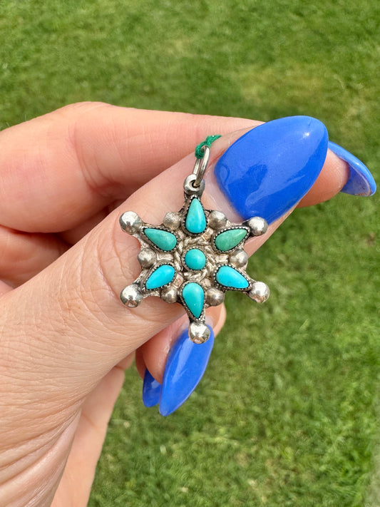 Sterling Silver Turquoise Star Charm Pendant
