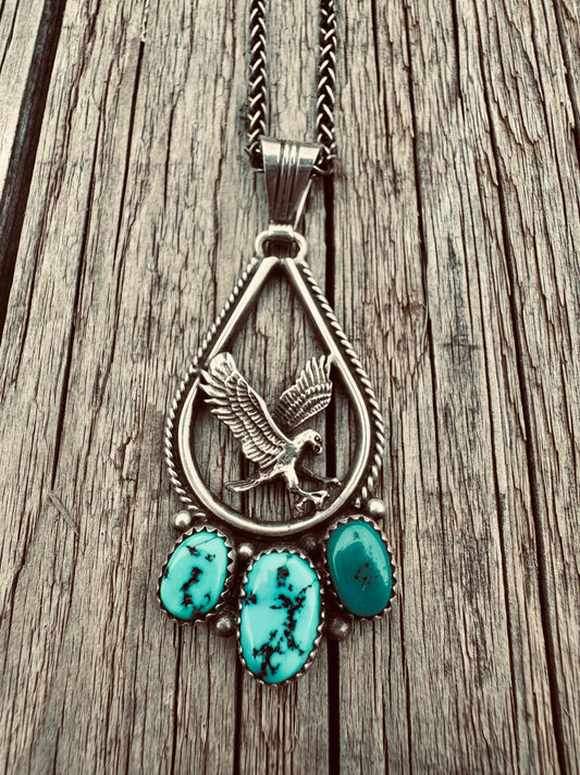 Sterling Silver Turquoise Eagle Necklace
