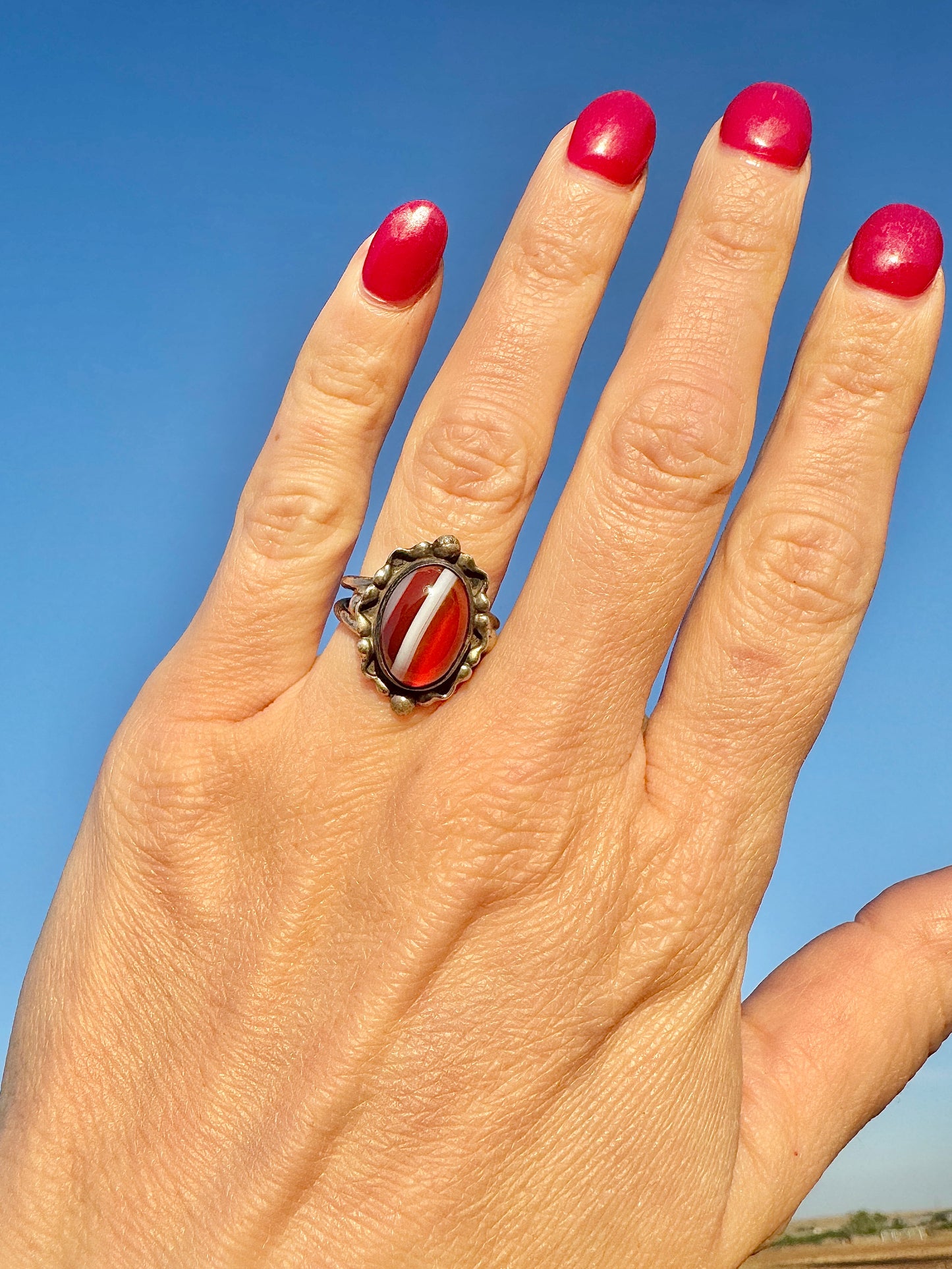 Sterling Silver Red Agate Ring