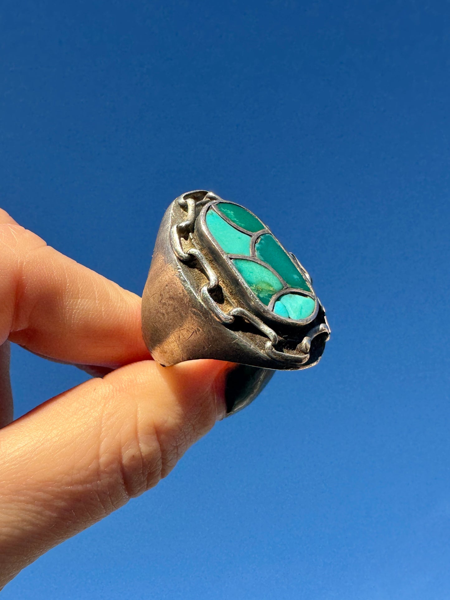 Vintage Native American Sterling Silver Turquoise Ring