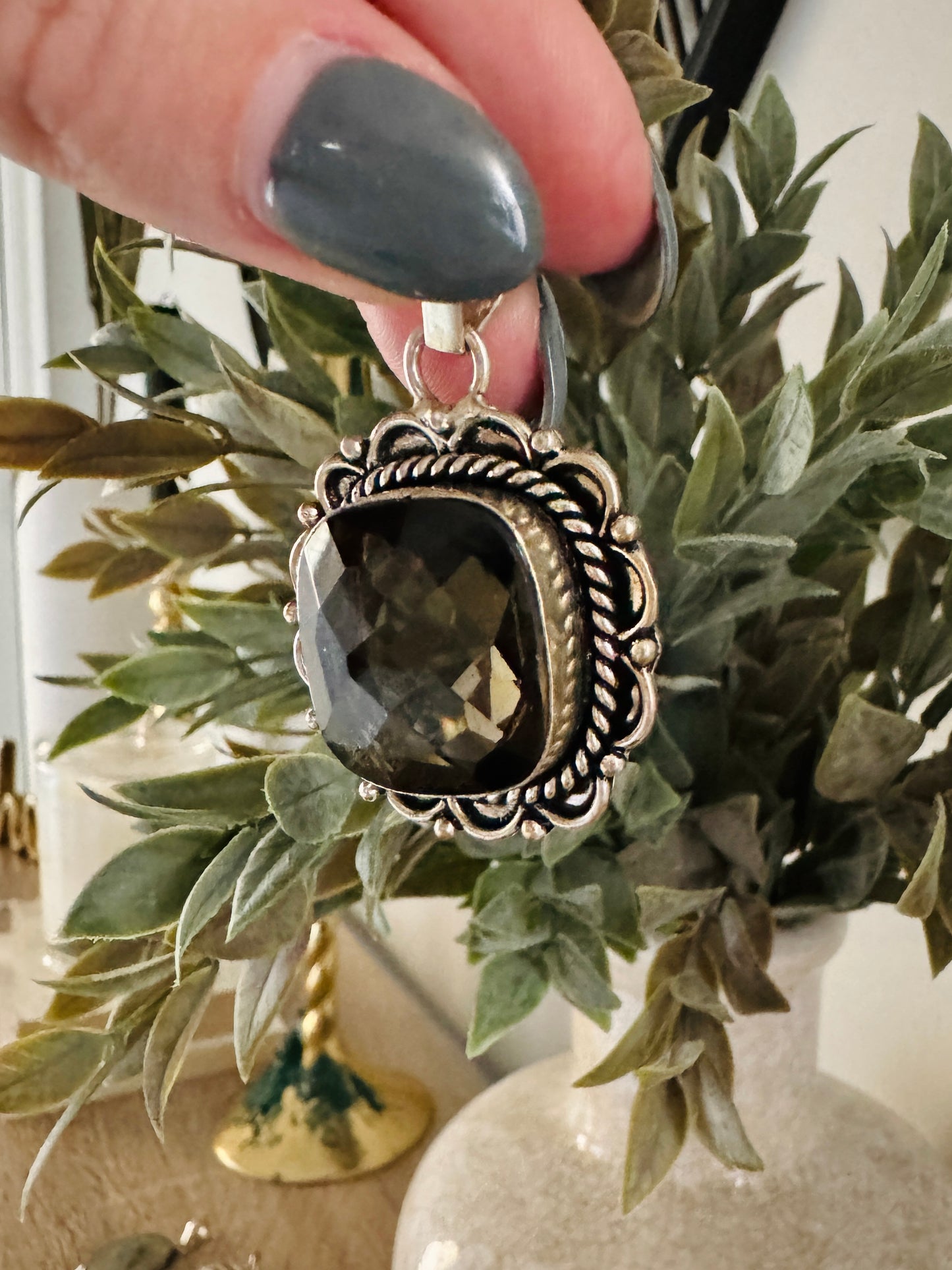 Sterling Smokey Topaz Pendant