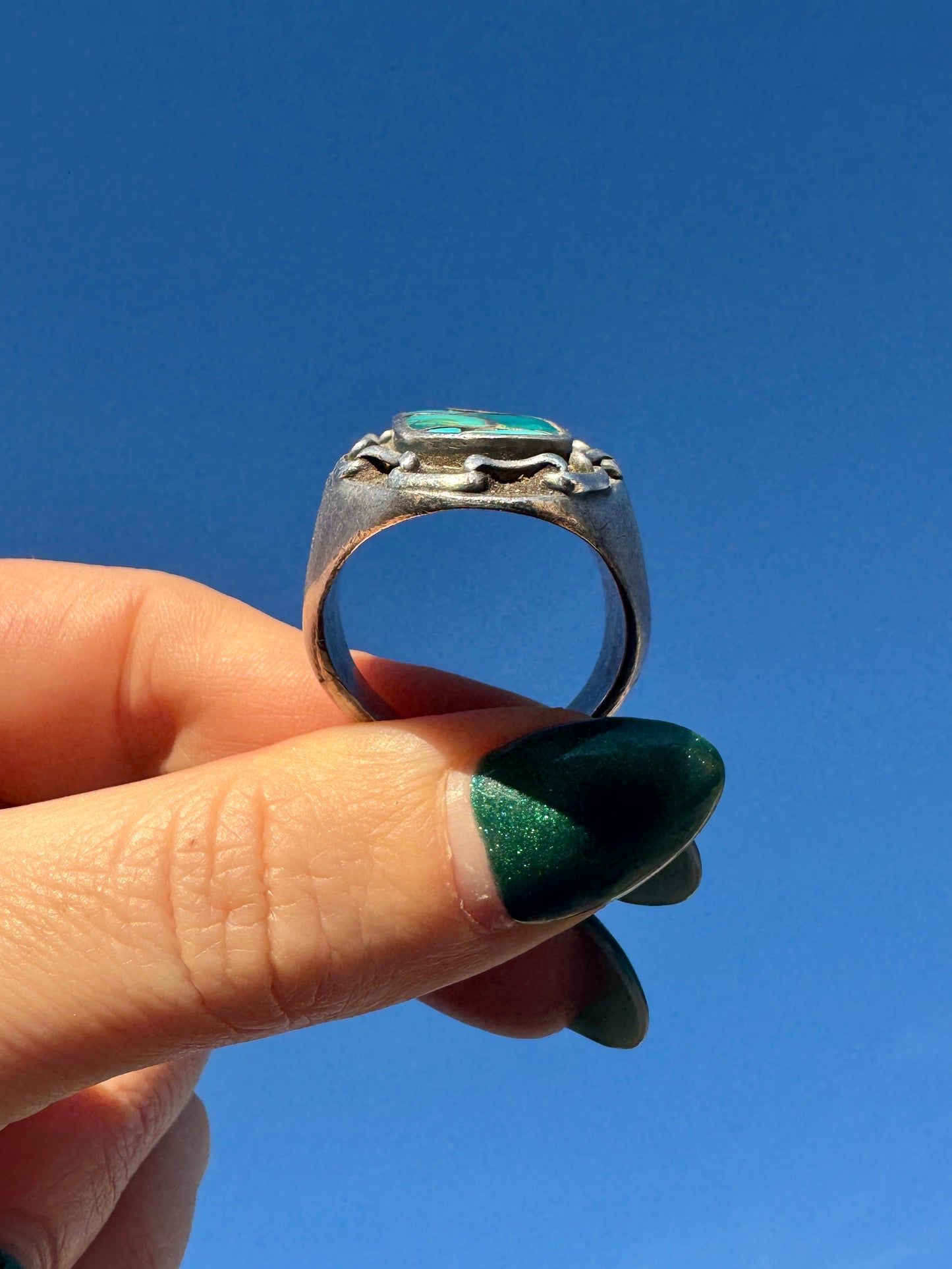 Vintage Native American Sterling Silver Turquoise Ring