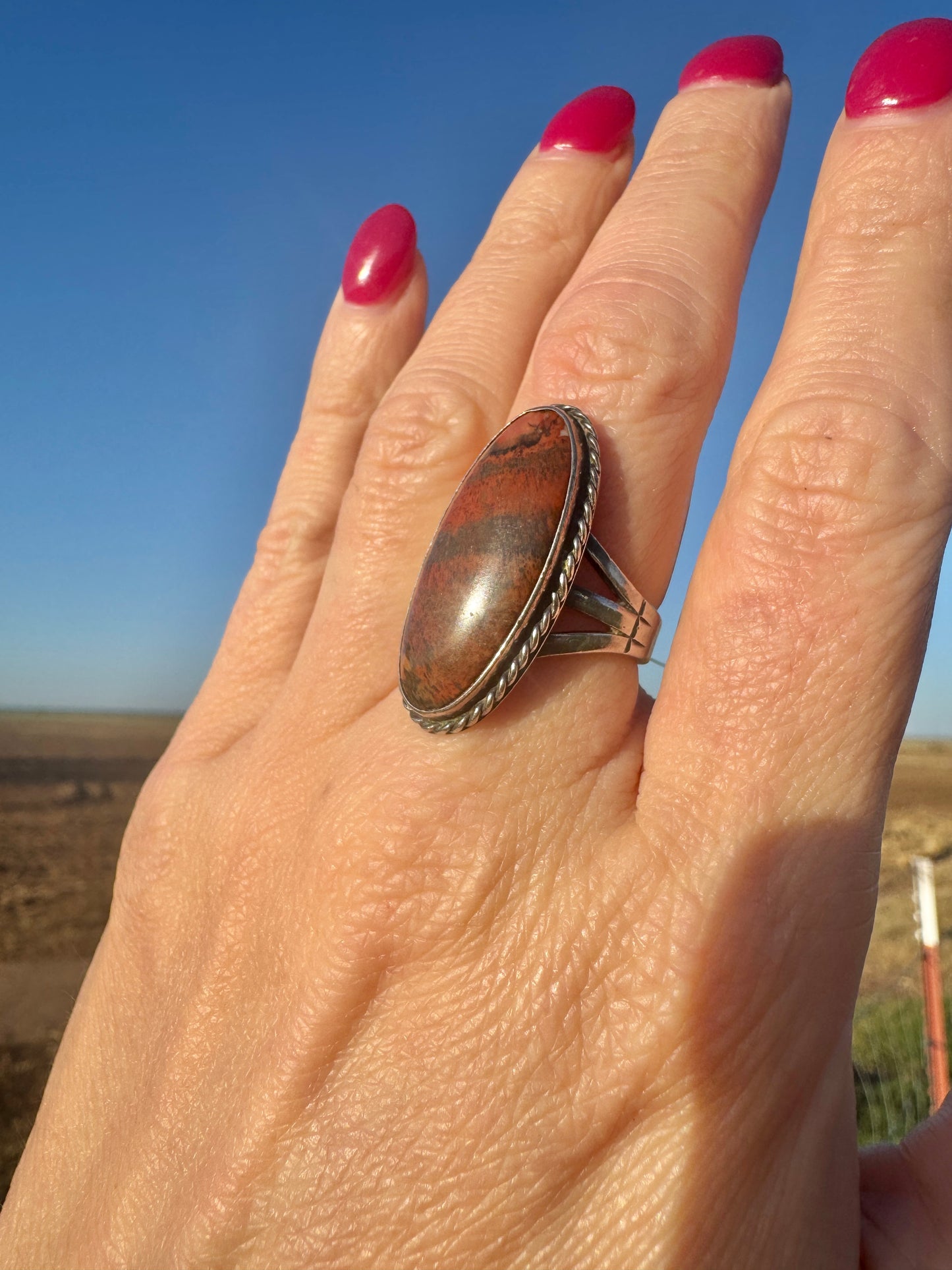 Sterling Silver Agate Ring