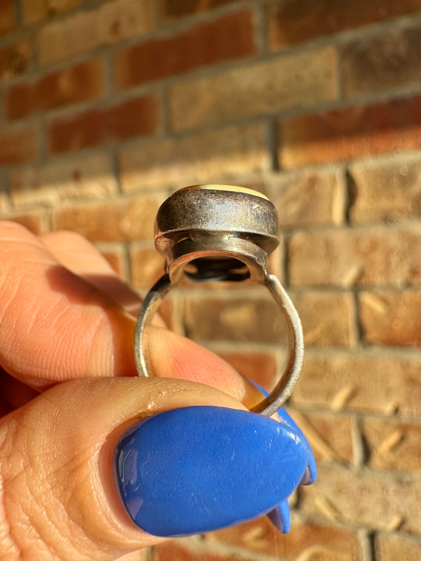 Vintage Sterling Silver Agate Ring