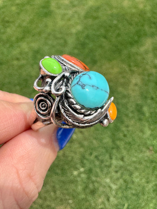 Sterling Silver Multi-Stone Turquoise Nest Ring