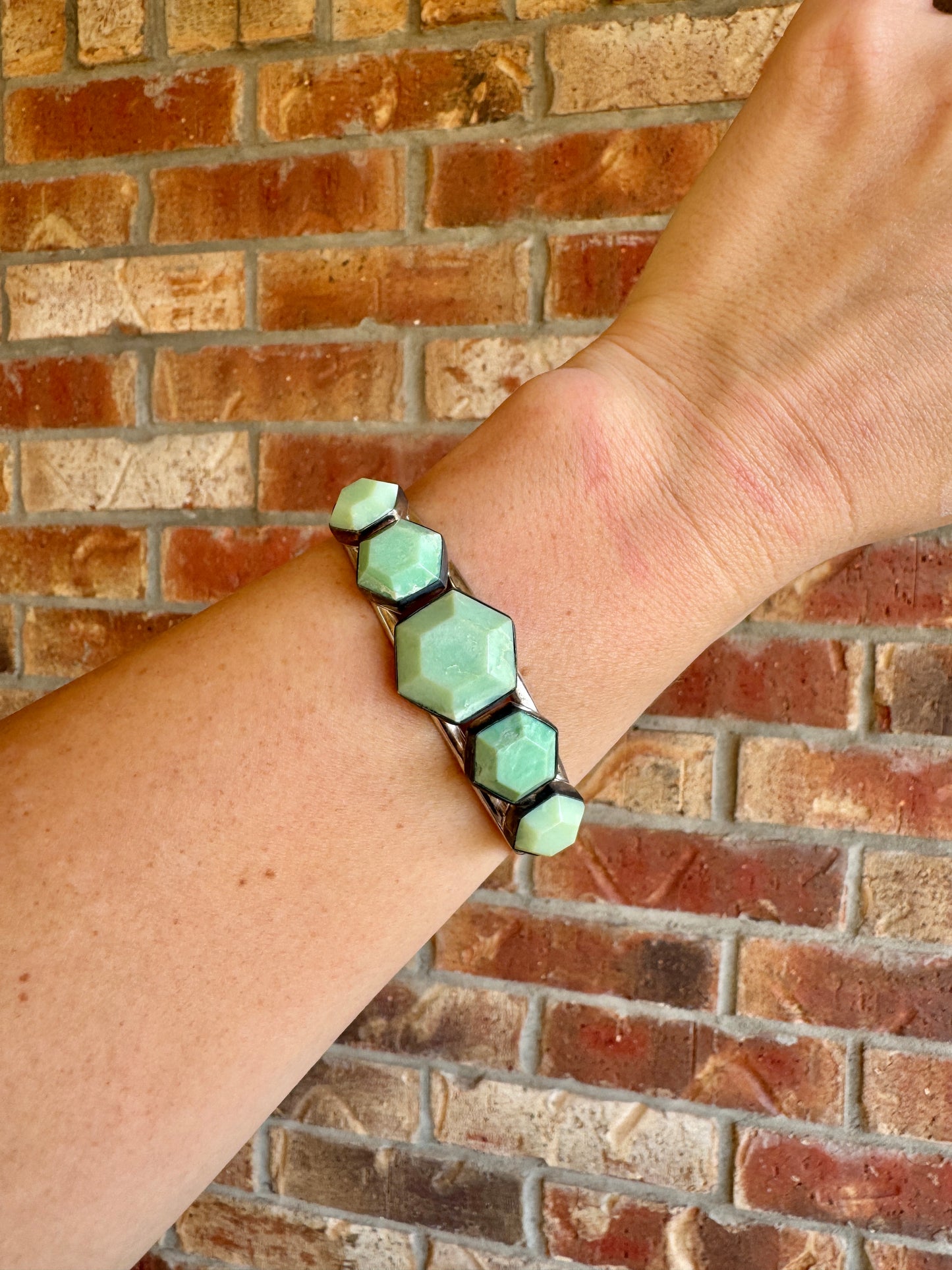 Sterling Silver Green Agate Cuff Bracelet